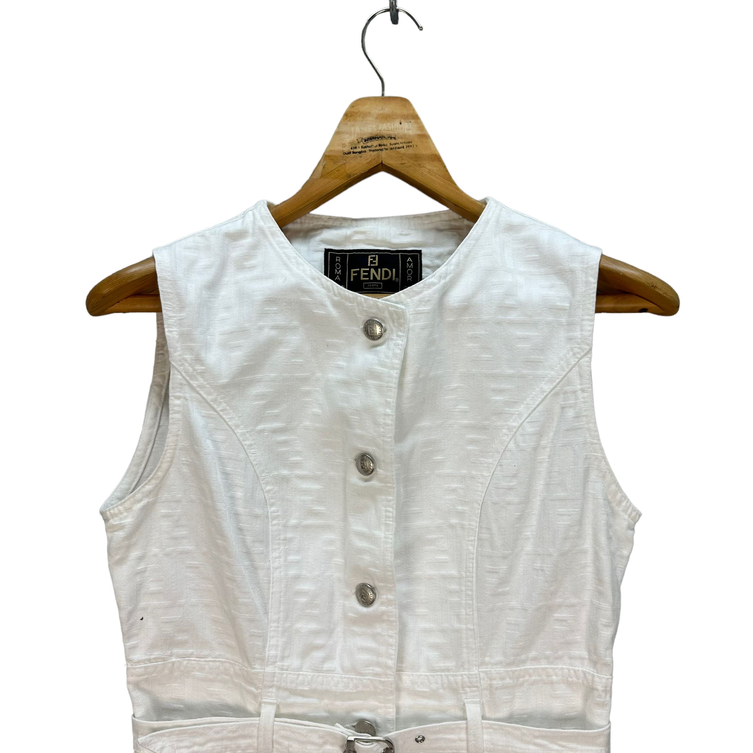 Fendi FENDI MONOGRAM SLEEVELESS BELTED JACKET # Size M / US 6-8 / IT 42-44 - 2 Thumbnail