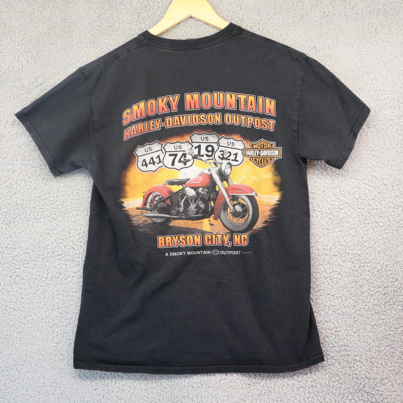 Harley Davidson Harley Davidson T Shirt, Smoky Mtn NC, Men Medium Black HD Size US M / EU 48-50 / 2 - 1 Thumbnail