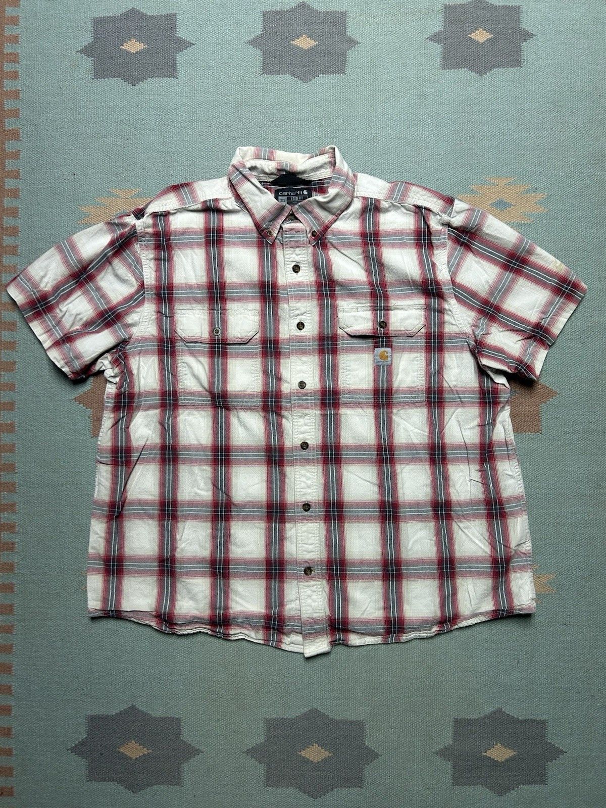Vintage Carhartt button shirt loose fit plaid cotton lightweight XXL Size US XXL / EU 58 / 5 - 1 Thumbnail
