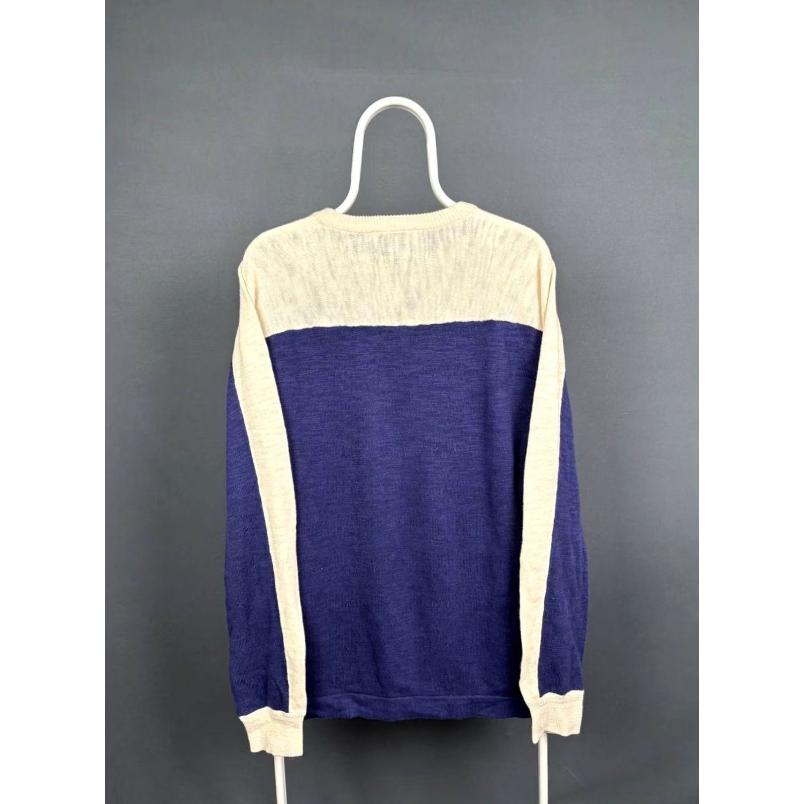 Vintage You Must Create Sweater Mens M Blue & Beige Size Cotton Long Sleeve Crew Neck Size US M / EU 48-50 / 2 - 2 Thumbnail