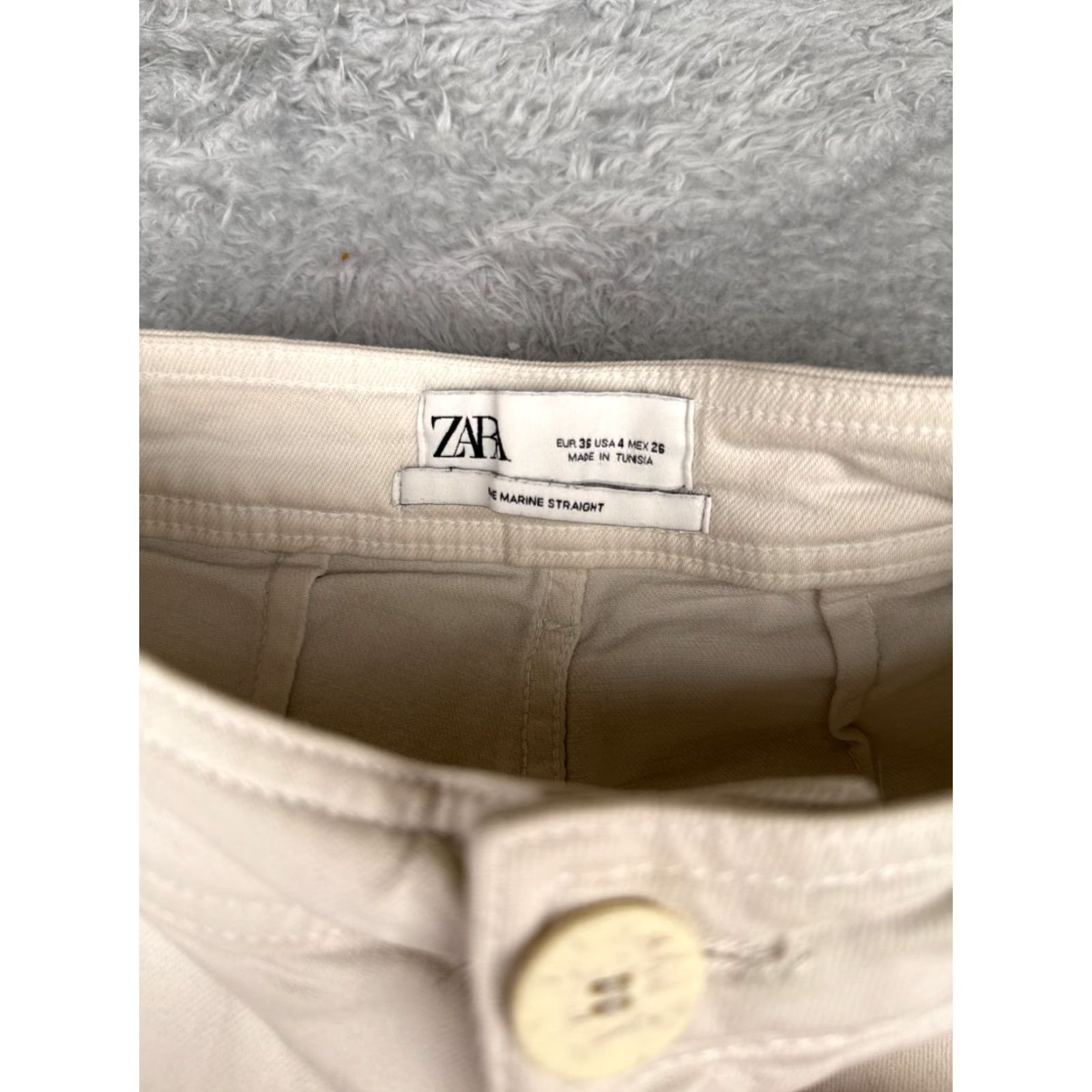 Zara Zara White Denim Wide Leg Jeans Women Size 4 High Rise Cotton Blend 24x27 90s Size 27" / US 4 / IT 40 - 6 Thumbnail