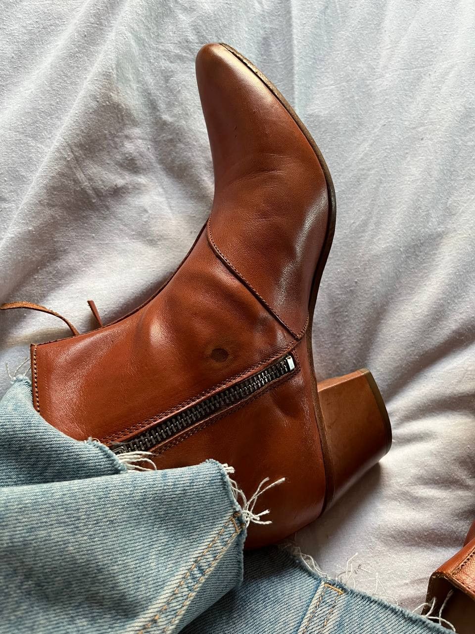 MoMA Moma cognak color leather women's ankle boots made in Italy Size US 9.5 / IT 39.5 - 6 Thumbnail