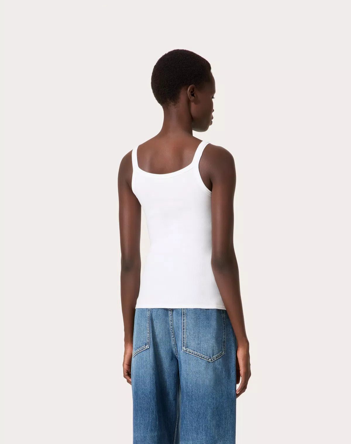 Valentino o1s1wg110525 Embroidered Cotton Jersey Top in White Size M / US 6-8 / IT 42-44 - 5 Thumbnail