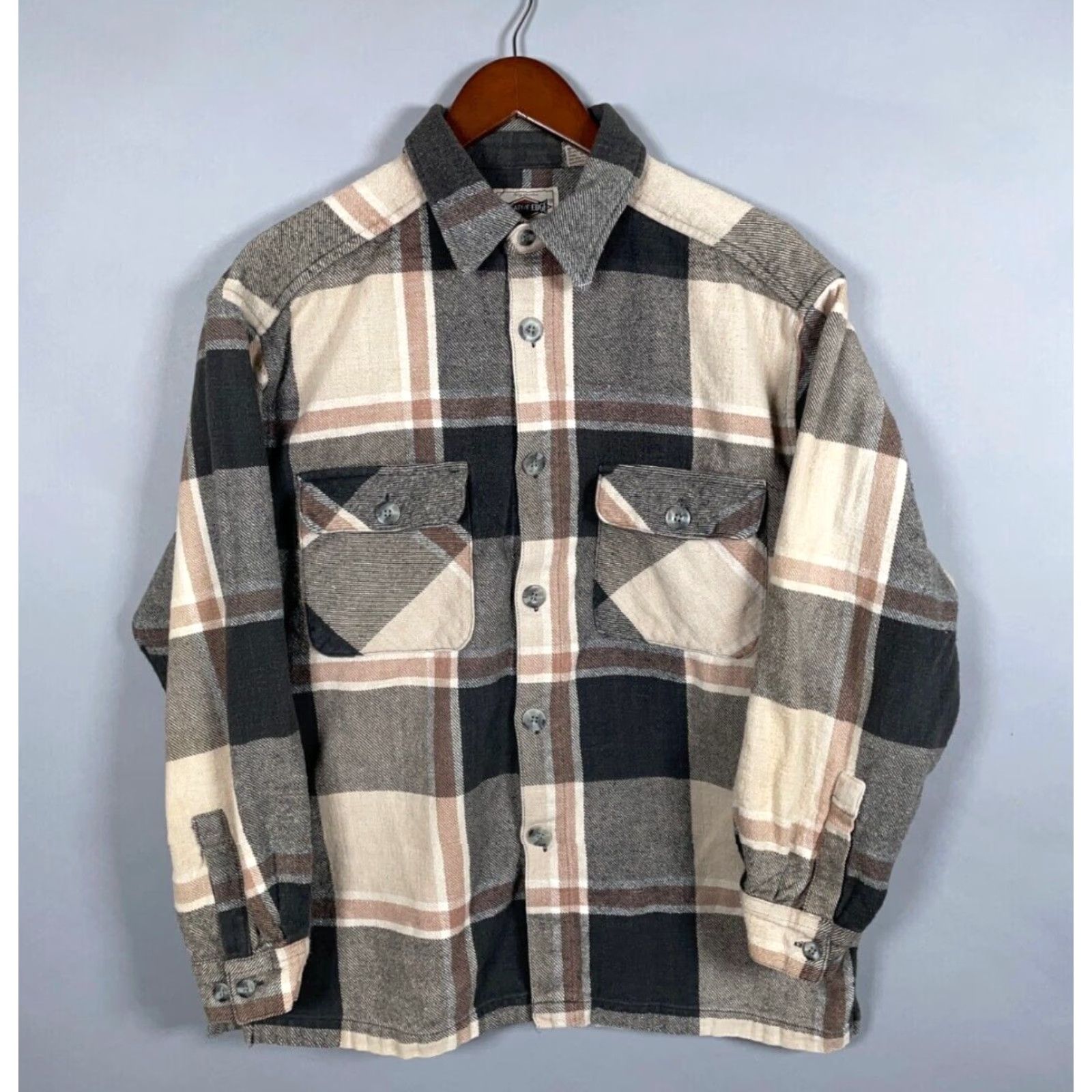 Vintage VINTAGE Creative Edge Shirt Adult Large Beige/Black Check Flannel 90s Grunge Workwear Mens Size US L / EU 52-54 / 3 - 2 Thumbnail