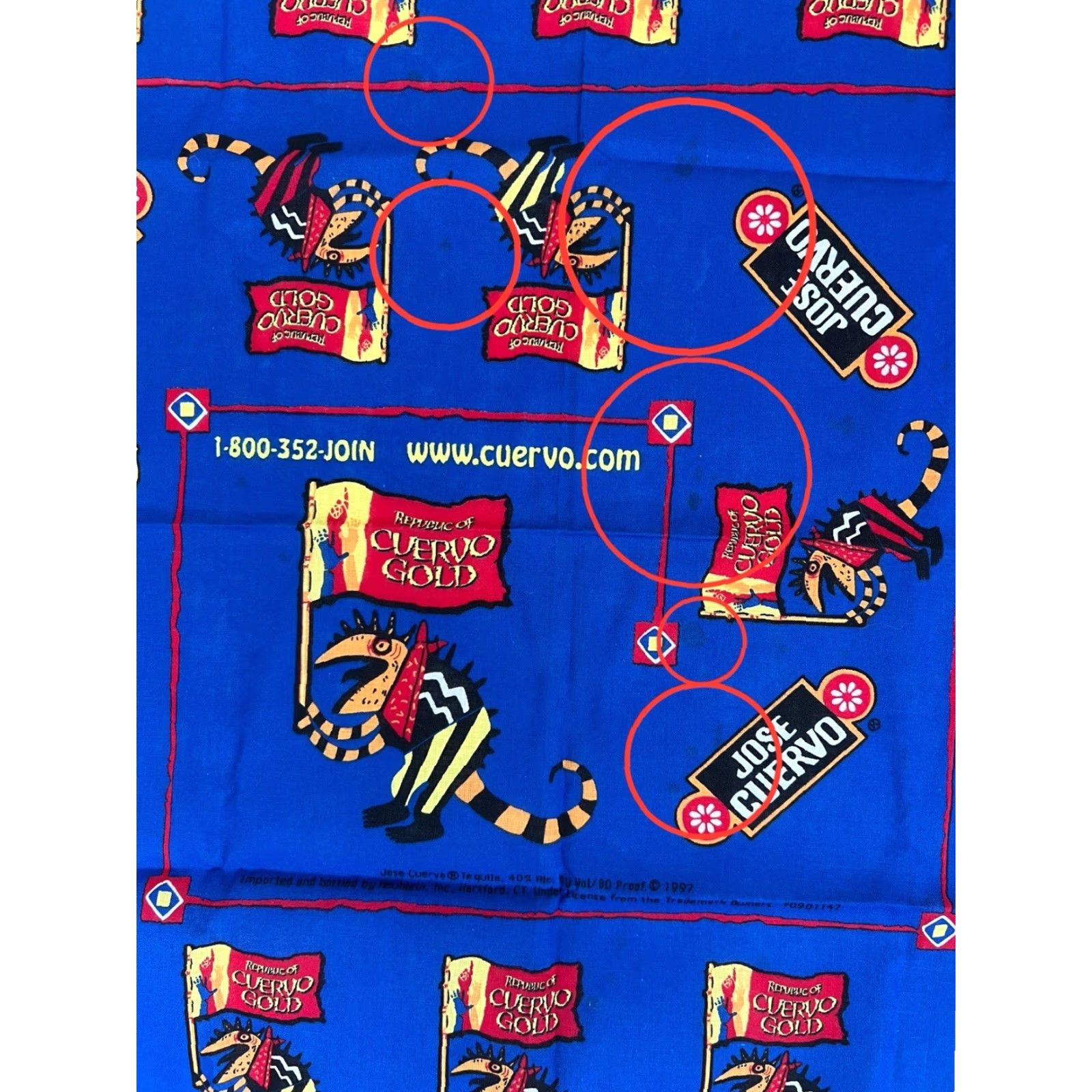 Vintage Vintage 90s Jose Cuervo Tequila Bandana Handkerchief USA Made 1997 Cuervo Gold Size ONE SIZE - 2 Thumbnail
