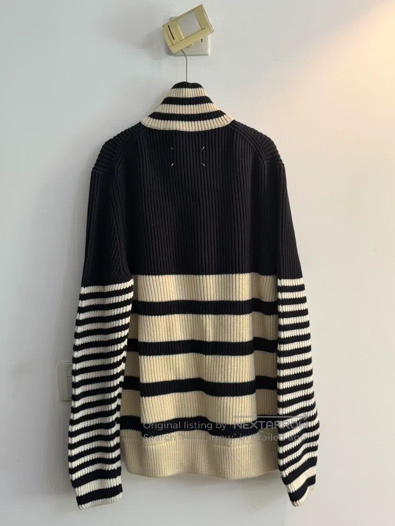 Maison Margiela Maison Margiela Black and white zippered knitted coat Size US M / EU 48-50 / 2 - 2 Thumbnail