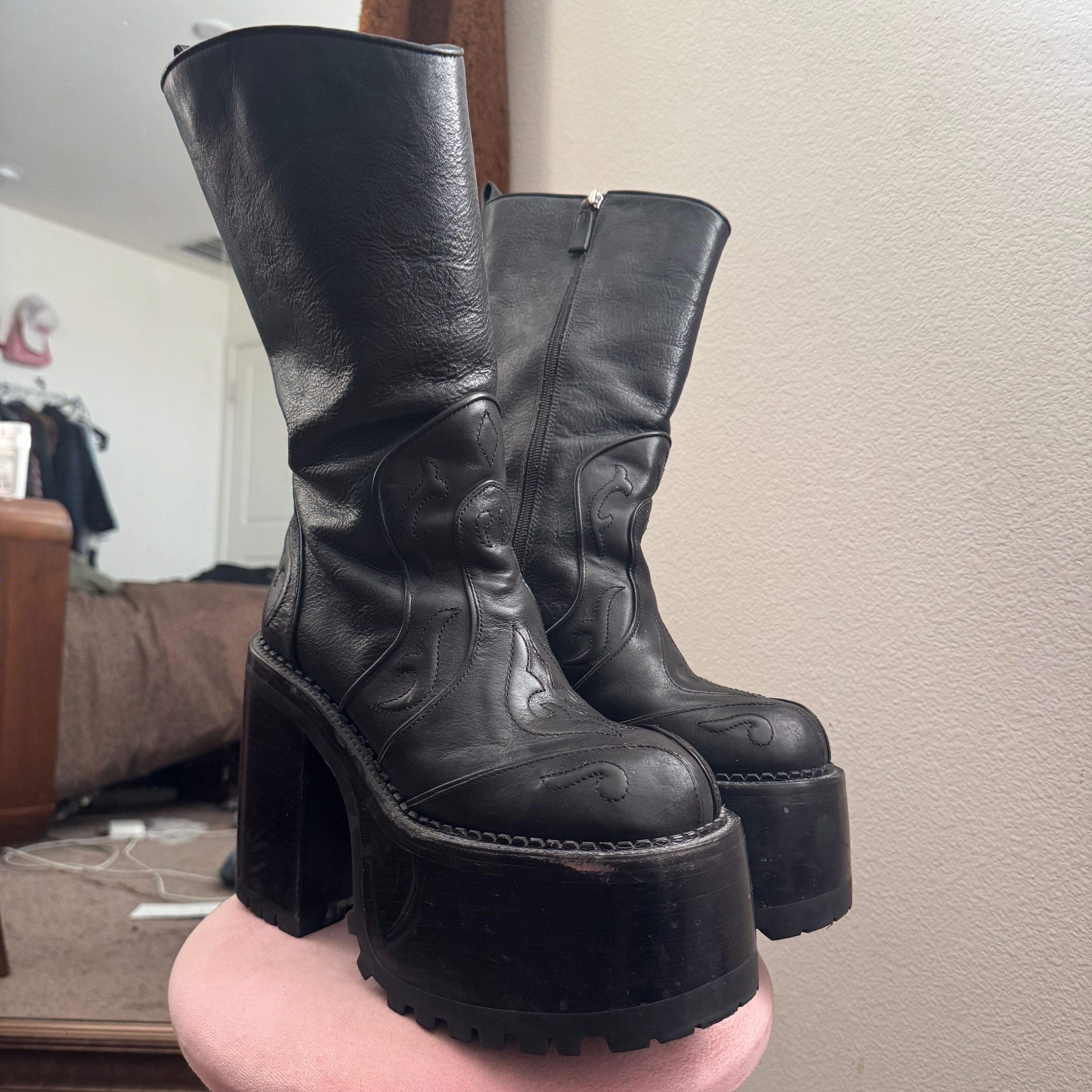 Marc Jacobs Marc Jacobs HEAVEN MARGARET Boots RARE Black Leather Women's Size US 9 / IT 39 - 3 Thumbnail