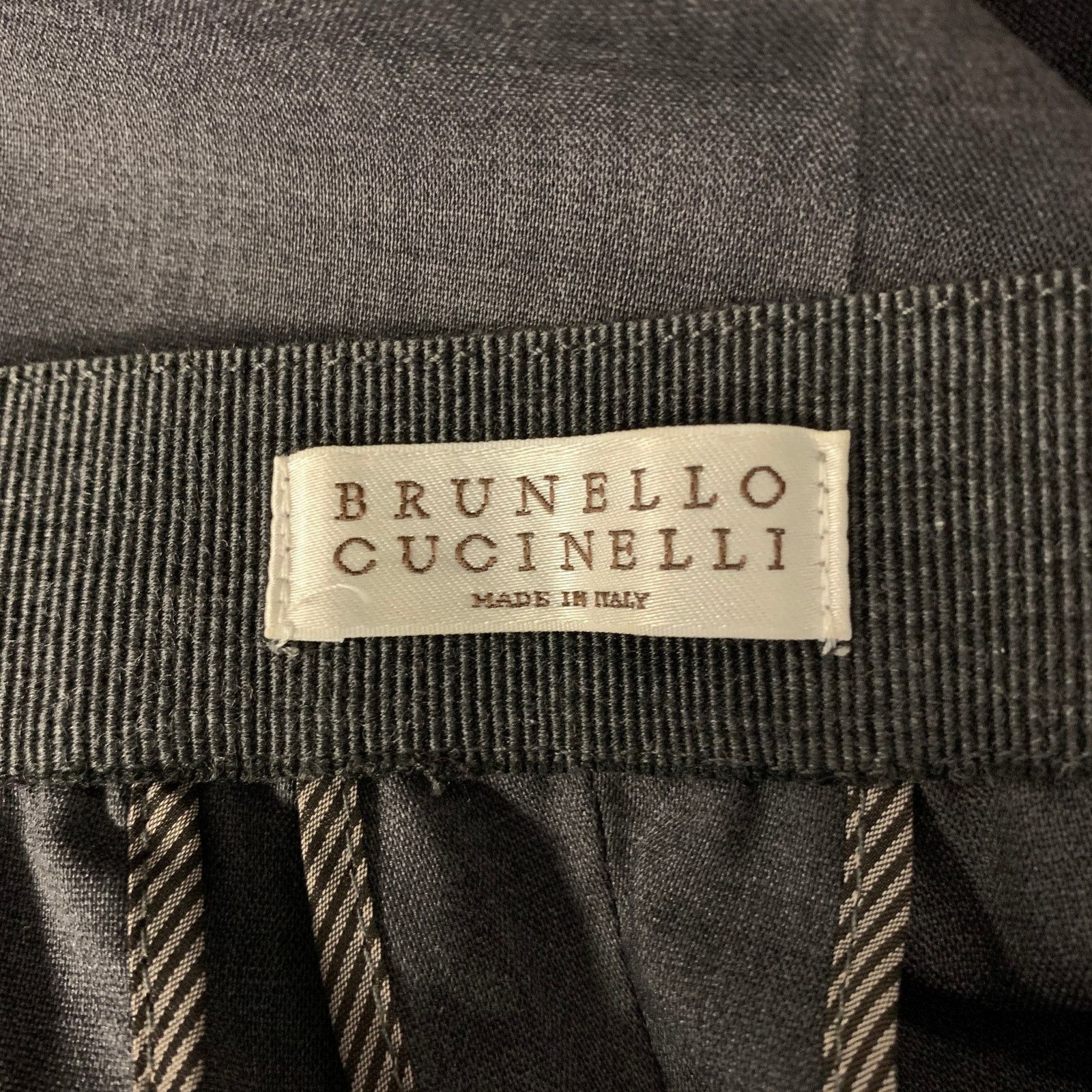 Brunello Cucinelli BRUNELLO CUCINELLI Grey Wool Heather Elasticated Pants Size US 32 / EU 48 - 4 Thumbnail