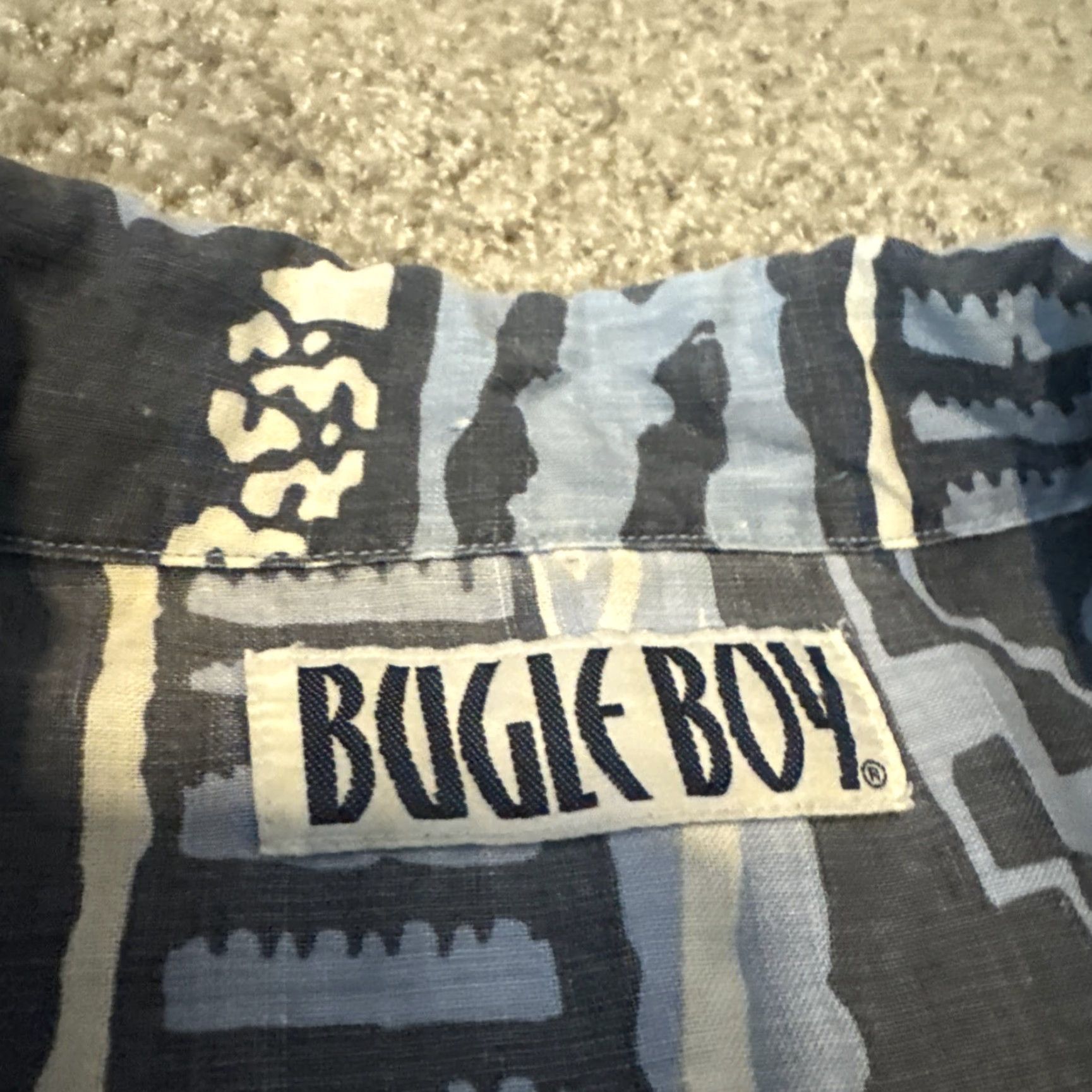 Bugle Boy VINTAGE Bugle Boy Hawaiian Shirt Blue White Tribal Print Button-Up Short Sleeve L Mens Size US L / EU 52-54 / 3 - 6 Thumbnail