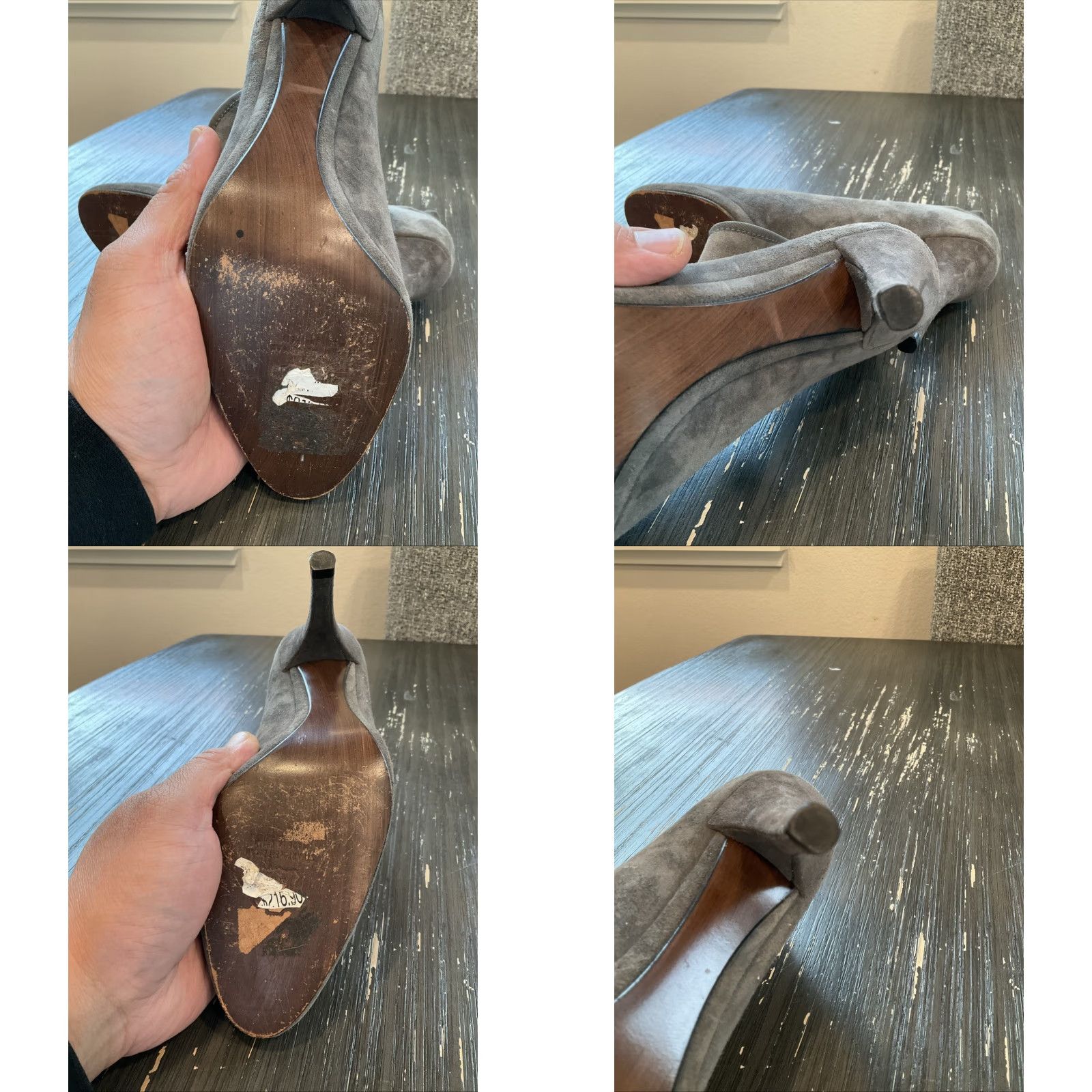 Stuart Weitzman STUART WEITZMAN GLOVE Topo Suede Ankle Booties Boots 8 1/2 Gray Women Shoes Suede Ankle Booties with Round Toe High Heel Pull On Size ONE SIZE - 8 Thumbnail