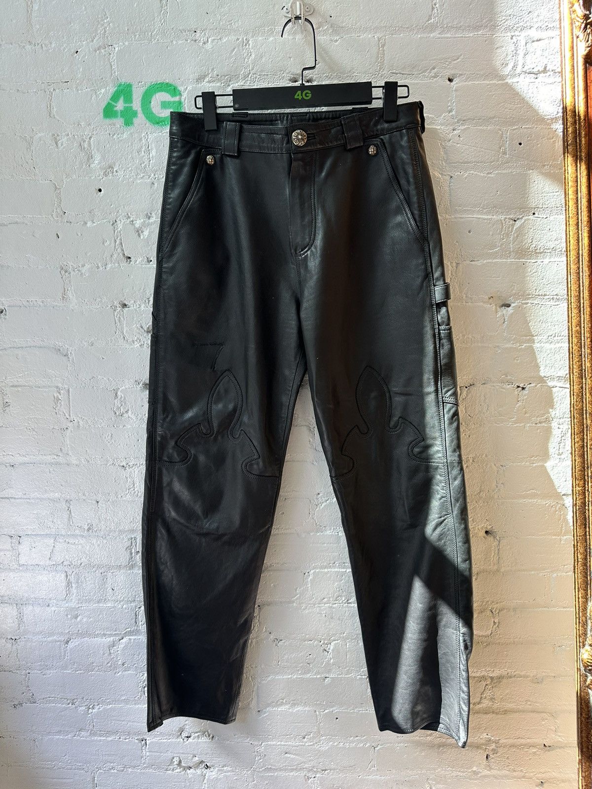 Chrome Hearts CHROME HEARS LEATHER LIL UZI PERSONAL DOUBLE KNEES Size US 30 / EU 46 - 1 Thumbnail