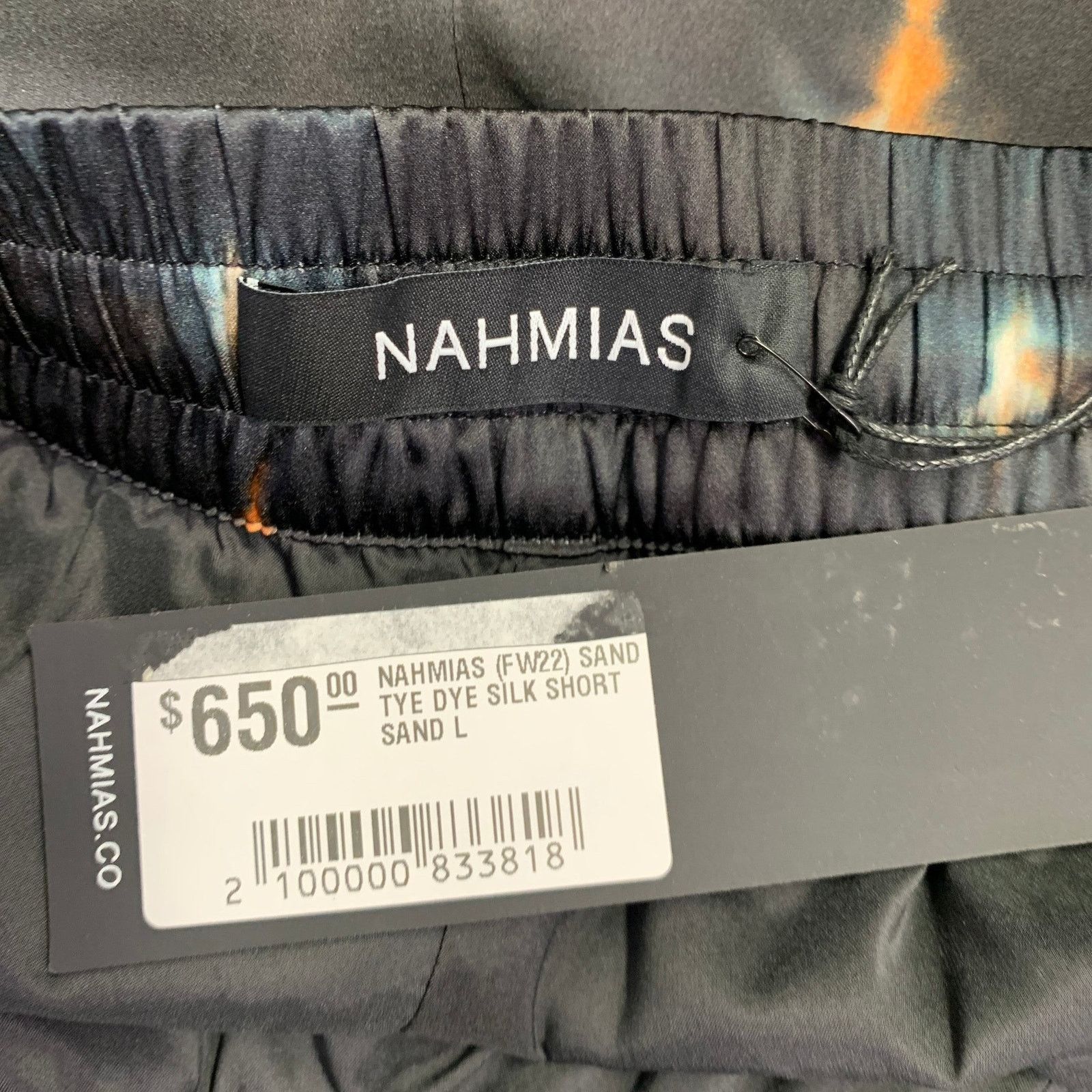 Nahmias NAHMIAS Size L Black White Logo Silk Blend Joggers Shorts Size US 34 / EU 50 - 3 Thumbnail