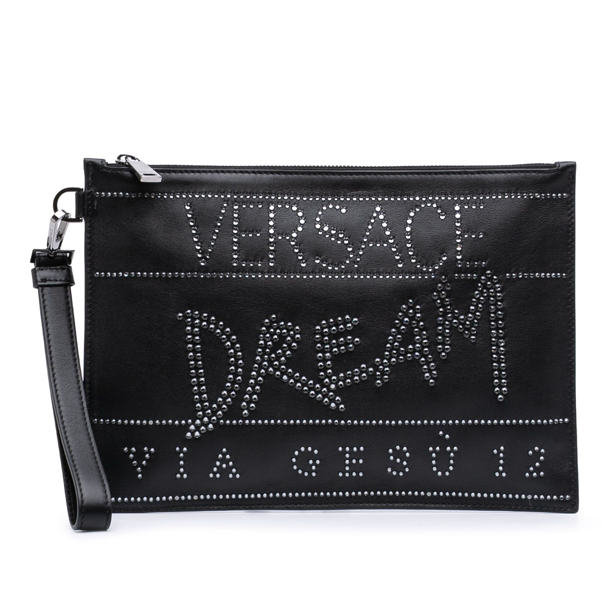 Versace Versace Crystal Embellished Leather Clutch Size ONE SIZE - 1 Thumbnail