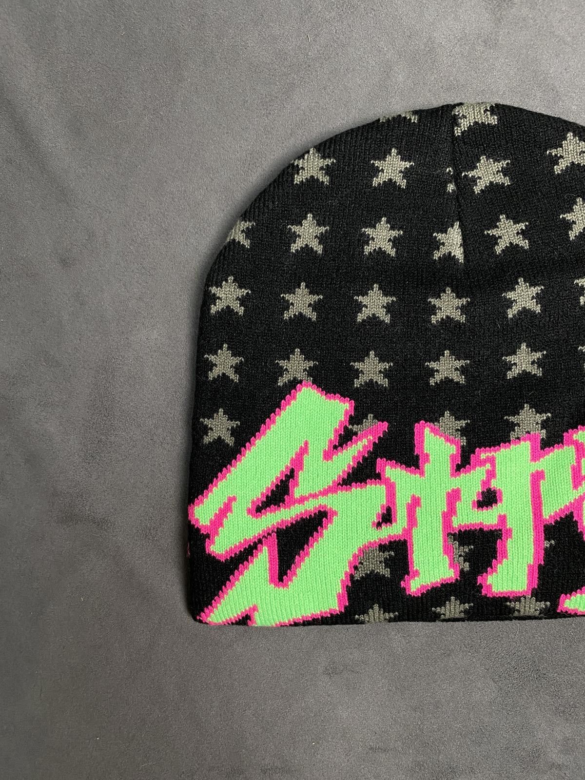 Stray Rats Rare Stray Rats Grafflection Stars Skully No Cuff Beanie BLK Size ONE SIZE - 2 Thumbnail