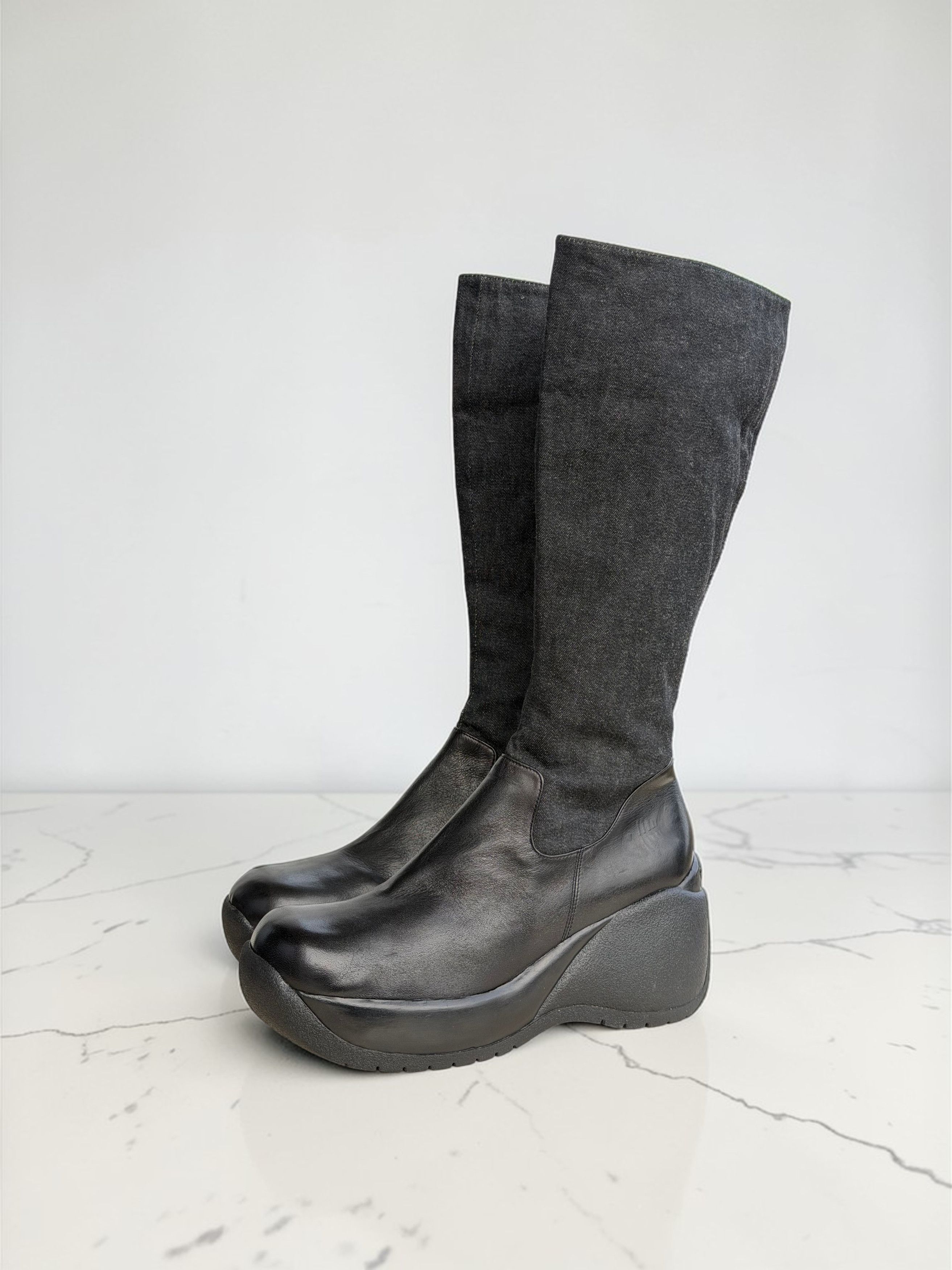 Other Leather Fishbone Boots Original Y2K! chunky boots US 8,5/9 Size US 8.5 / IT 38.5 - 2 Thumbnail