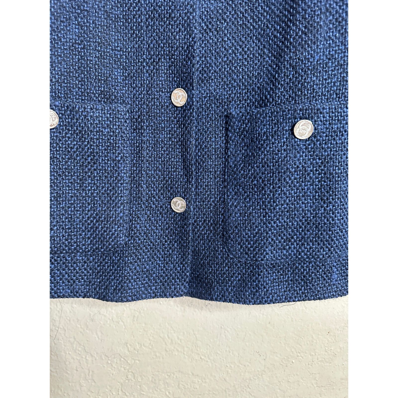 Chanel Chanel Tweed Blazer Navy Silver Buttons Womans 40 Size S / US 4 / IT 40 - 10 Thumbnail