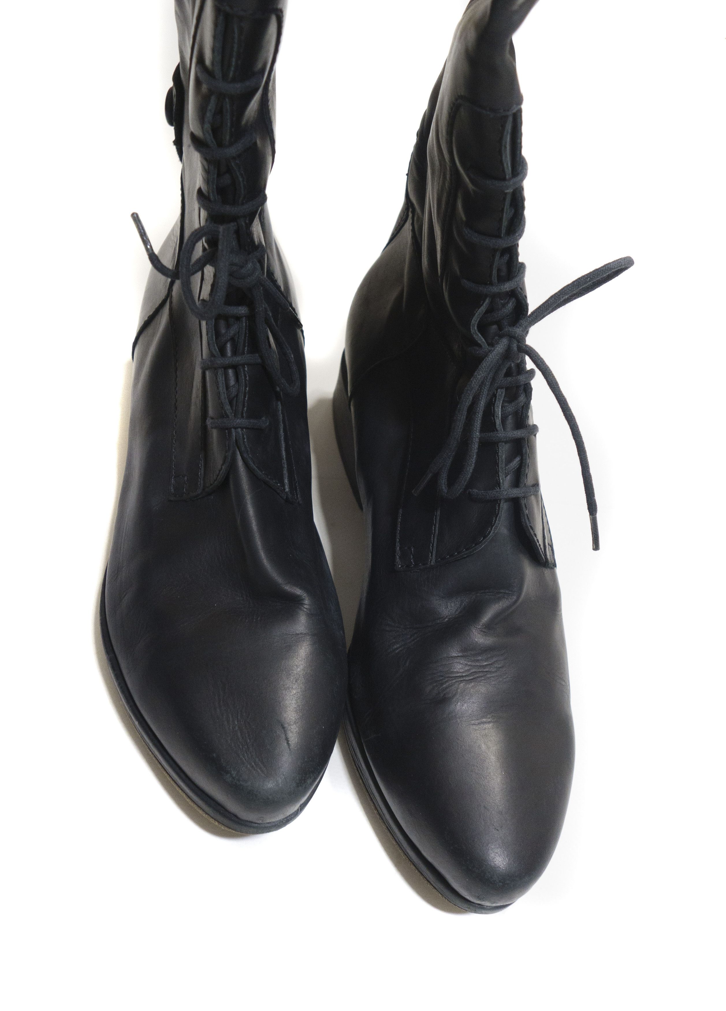 Veronique Branquinho High Combat Leather Boots Size US 8.5 / IT 38.5 - 4 Thumbnail