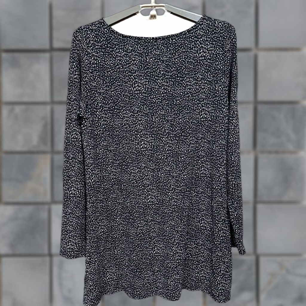 J. Jill J. Jill Tunic Blouse S Black White Micro Print Long Sleeve Office Chic Shirt Womens Regular Geometric Pullover Round Neck Vintage? No Size S / US 4 / IT 40 - 1 Thumbnail