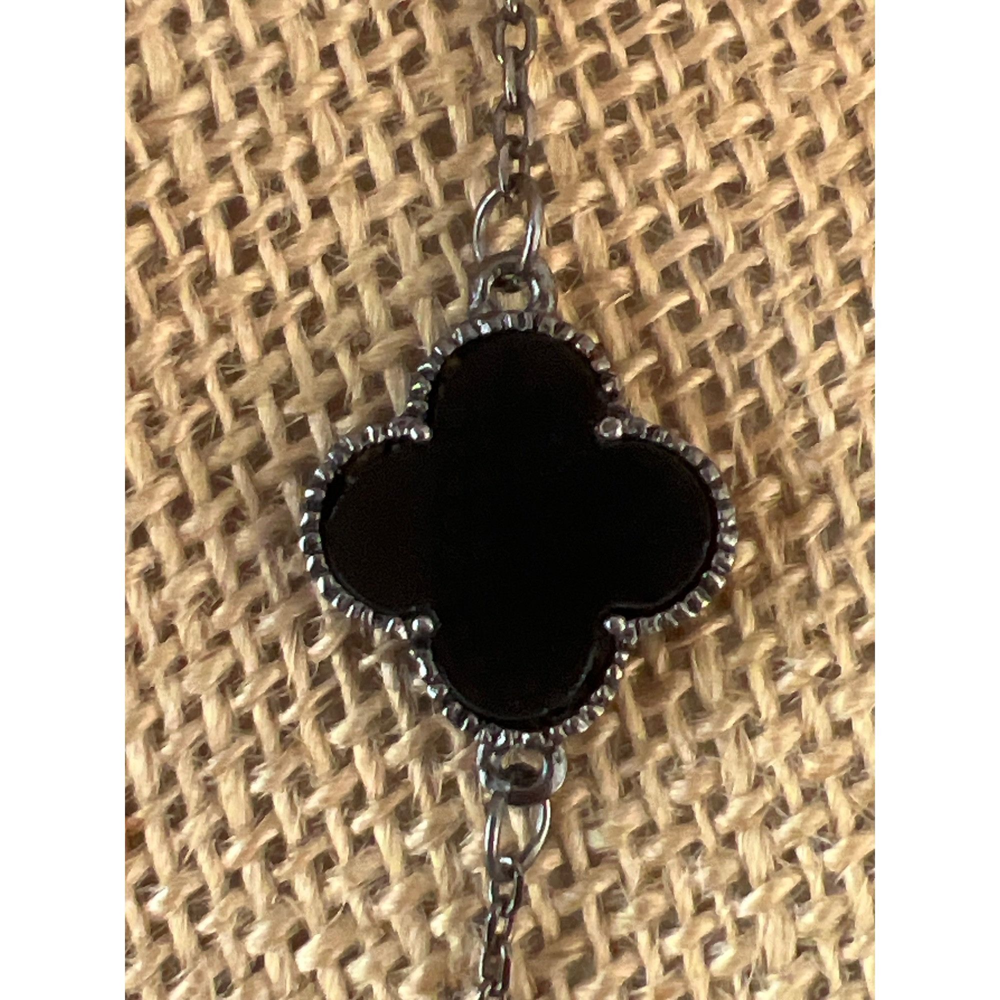 Other Gunmetal Black Long Chain Necklace Clover Leaf Stations Blac Size ONE SIZE - 2 Thumbnail