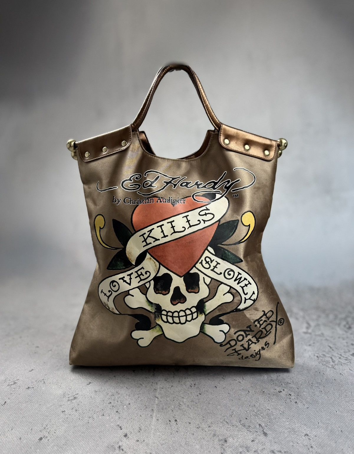 Ed Hardy Ed Hardy By Christian Audigier Skull Heart Tattoo Tote Bag Size ONE SIZE - 1 Thumbnail