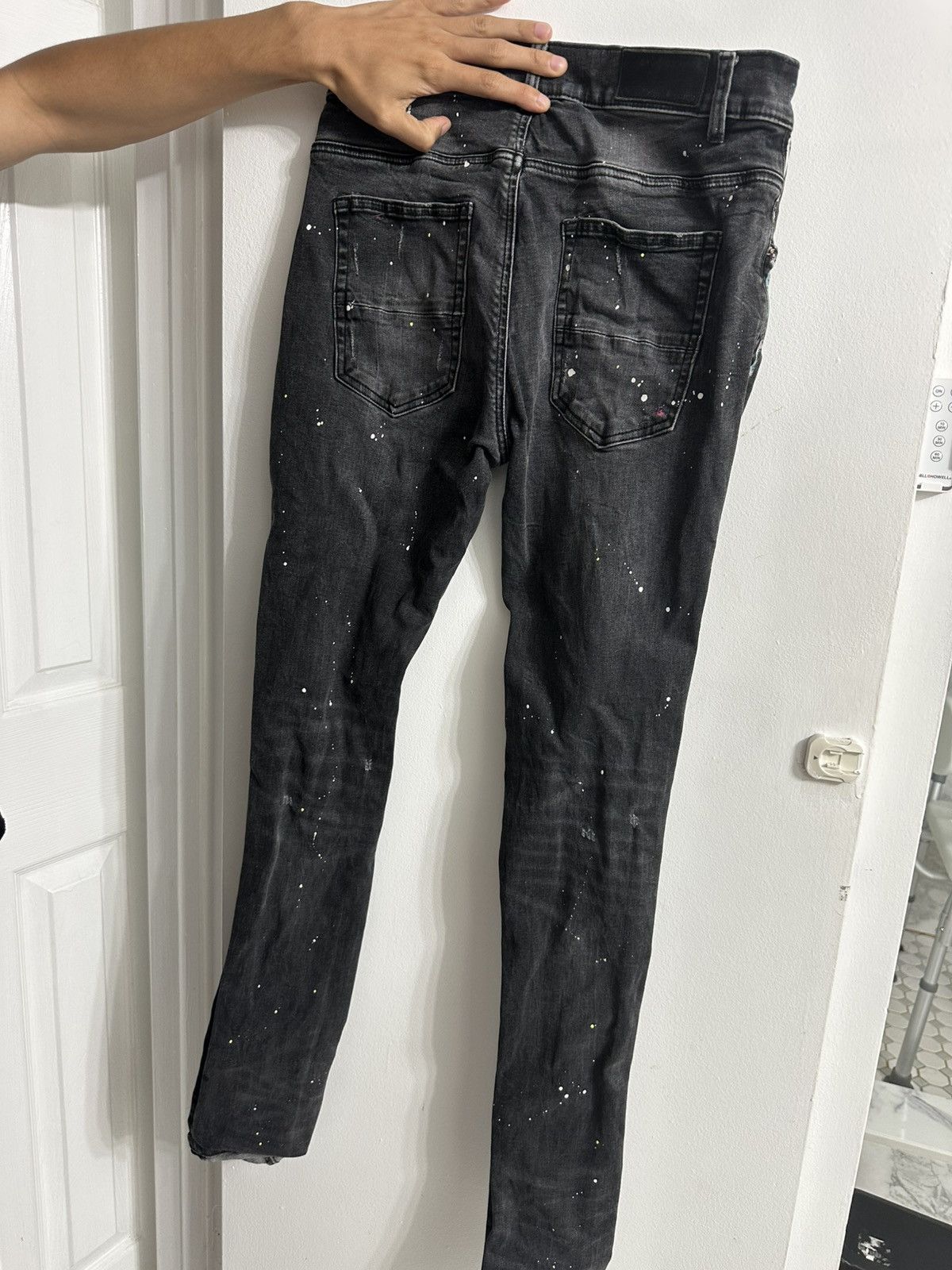 Amiri Amiri Black Paint Splatter Distressed Skinny Jeans Size US 29 - 2 Thumbnail