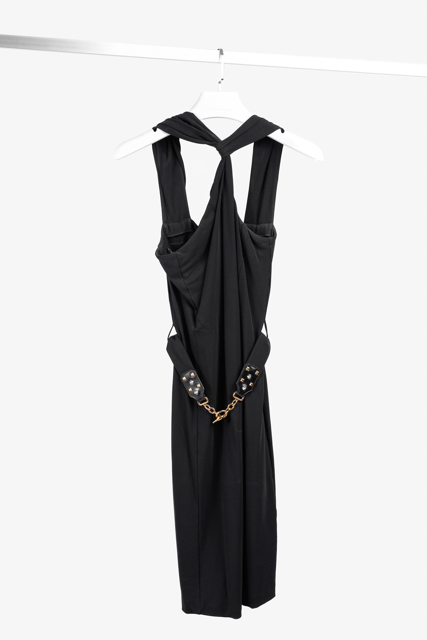 Gucci Gucci PF/11 Twist Halter Golden Chain Black Dress Size S / US 4 / IT 40 - 1 Thumbnail