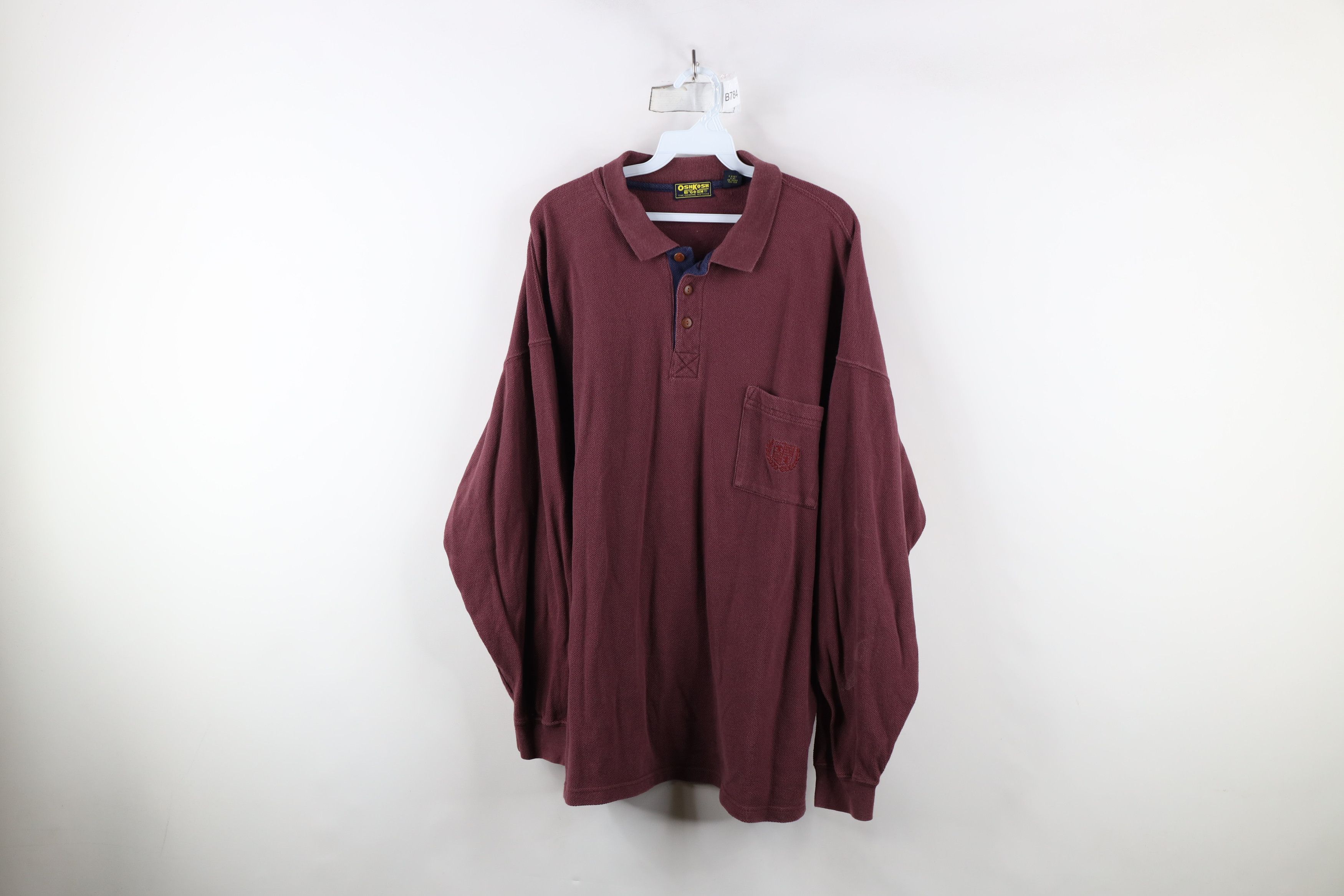 Vintage Vintage 90s OshKosh B'Gosh Knit Long Sleeve Rugby Polo Size US XL / EU 56 / 4 - 1 Thumbnail