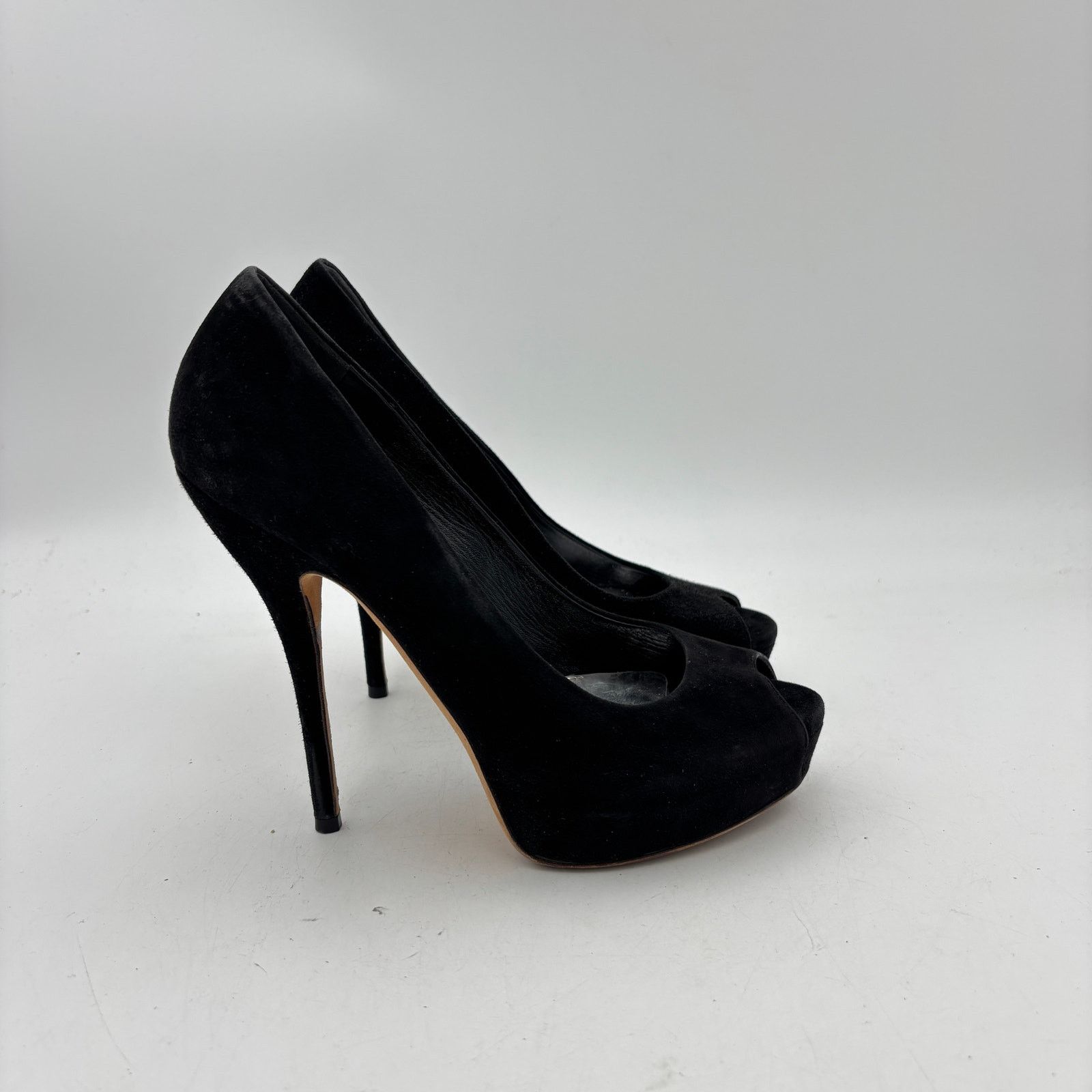 Gucci Gucci Sophia Black Suede Peep Toe Pumps Heels Women's 37 Size US 7 / IT 37 - 3 Thumbnail