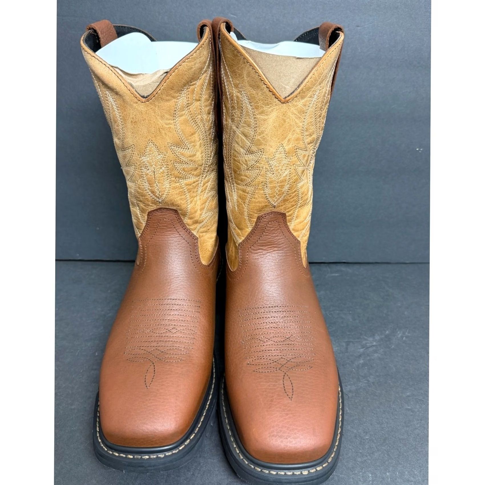 Vintage NEW JB Dillon Reserve Leather Cowboy Boots Square Toe Oak Honey SIZE 9 EW Men's Size US 9 / EU 42 - 3 Thumbnail