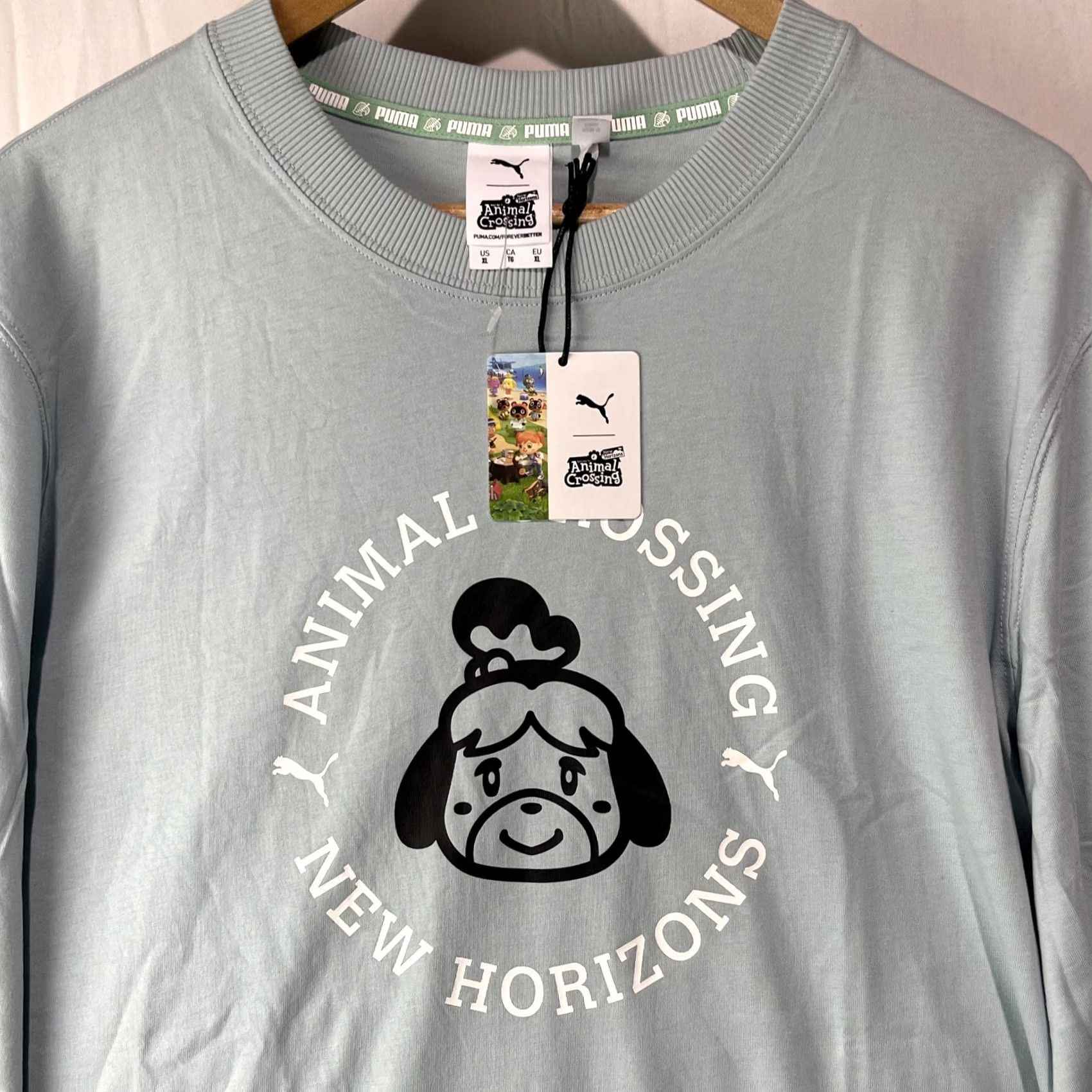 Puma PUMA Horizons Animal Crossing Shirt Mens XL Long Sleeve Graphic Print Blue Cotton Crew Neck Logo Size US XL / EU 56 / 4 - 3 Thumbnail