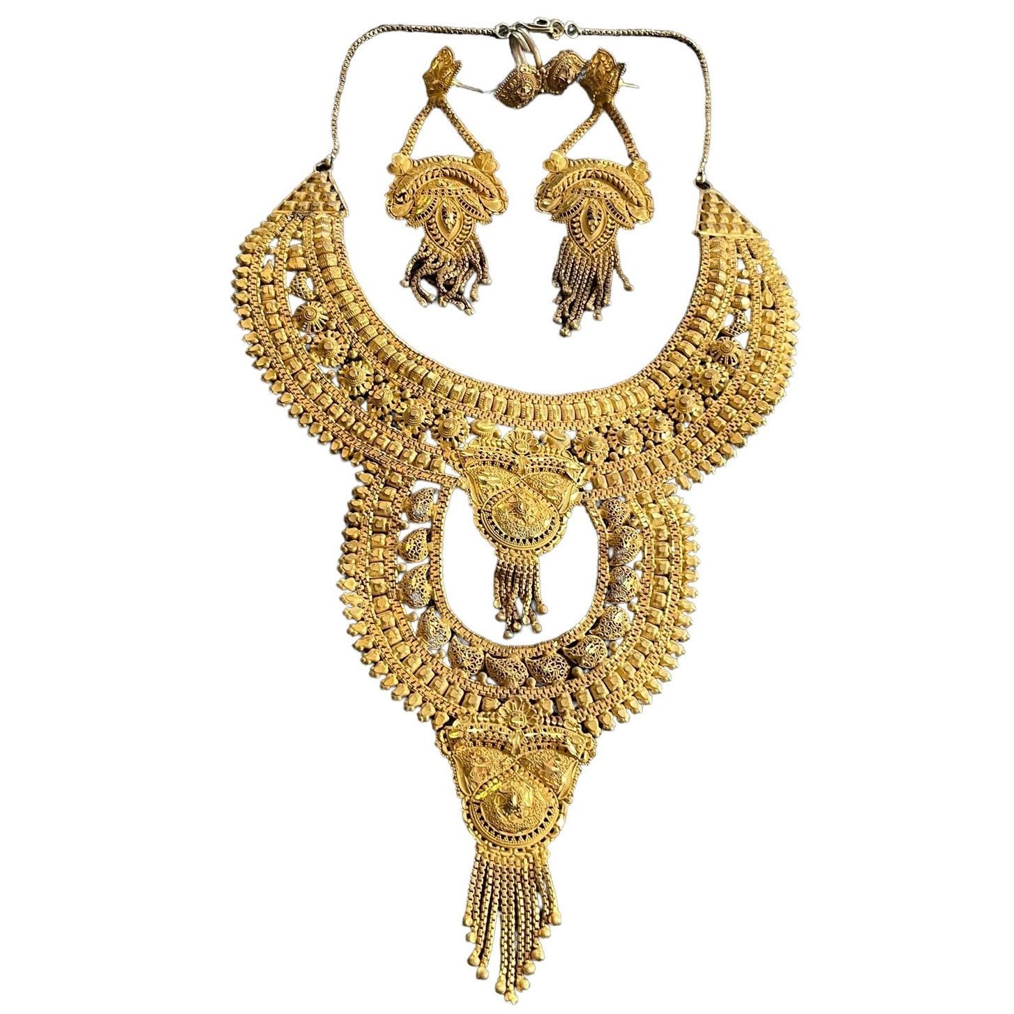 Jewelry Set Necklace Drop Earrings Ring Adjustable Gold Tone, Women's