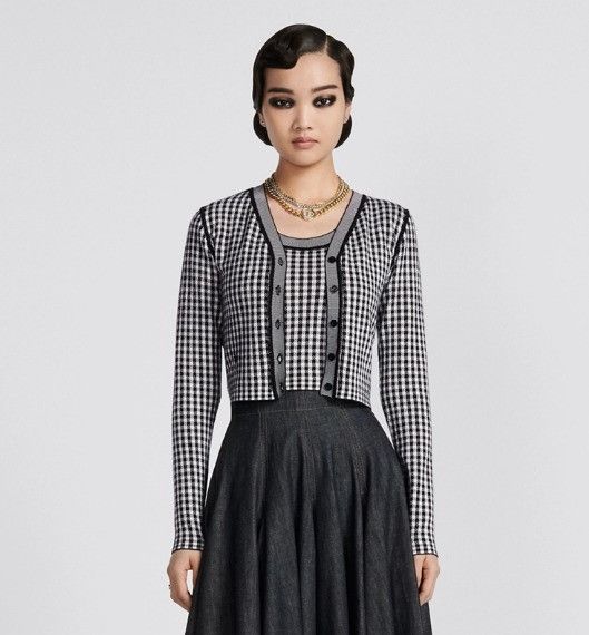 Dior o1w1db10824 Cashmere & Silk Twin-Set Cardigan in Gray Black Size L / US 10 / IT 46 - 4 Thumbnail