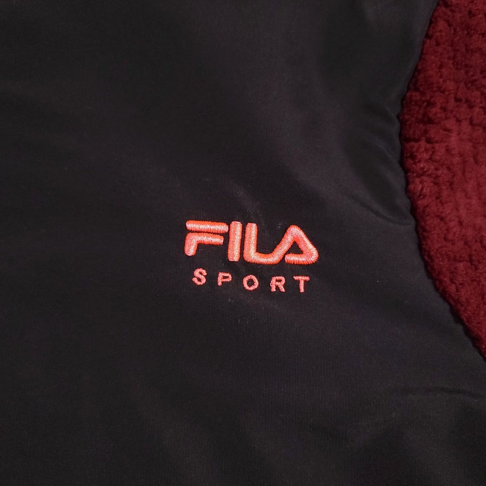 Fila FILA Sport Fleece Jacket Women's Small Black Burgundy Faux Fur Full Zip Pockets Size S / US 4 / IT 40 - 4 Thumbnail