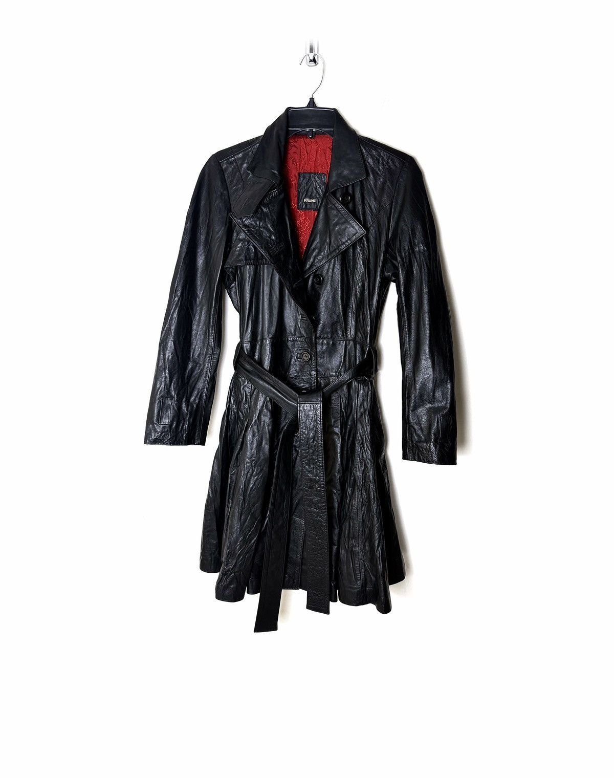 Genuine Leather PRUNE Gothic Vampire Leather Trench Coat Size L / US 10 / IT 46 - 2 Thumbnail