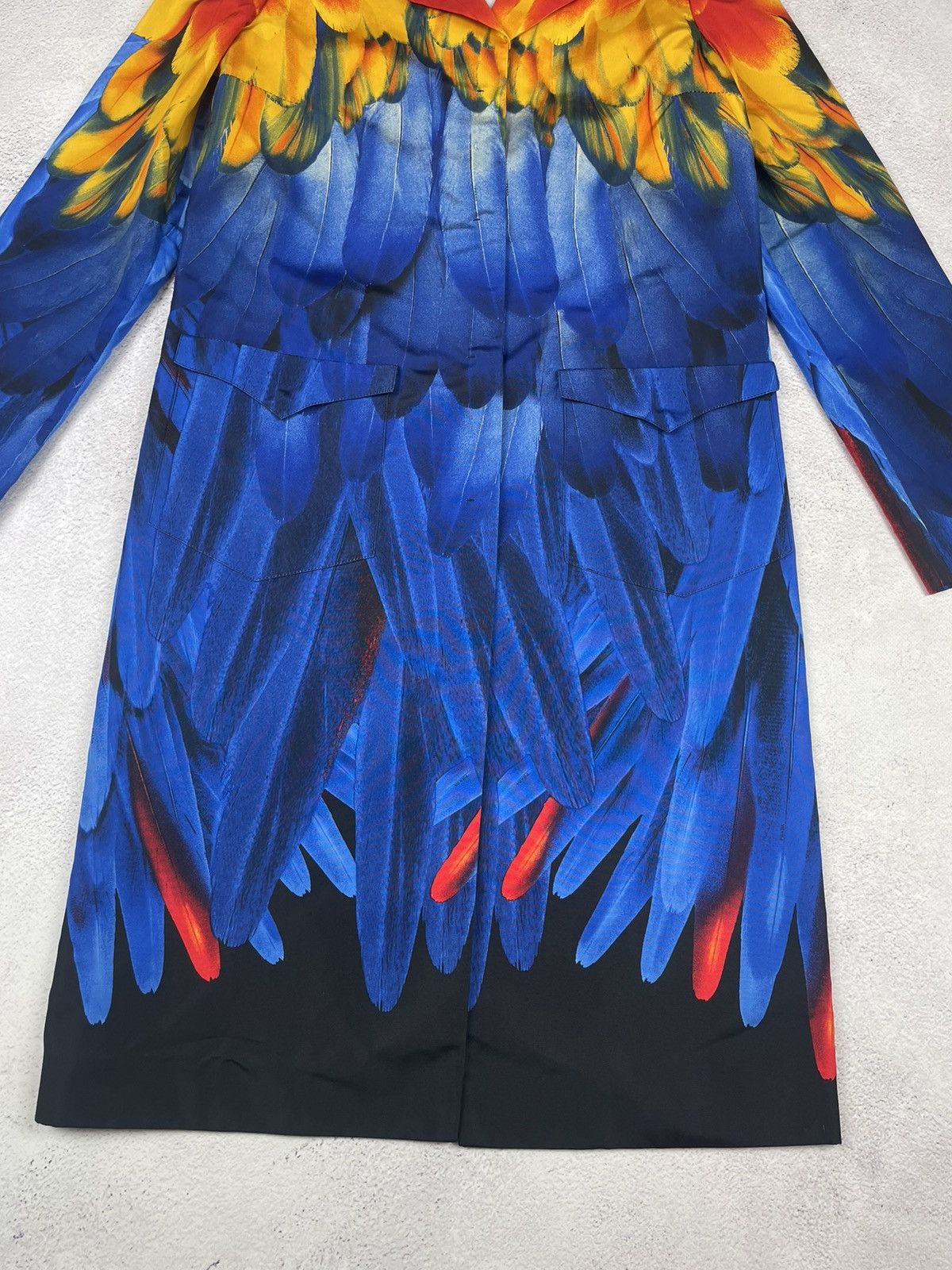 Prada PRADA 100% Silk Multicolor Feather Pattern Coat With Belt Size M / US 6-8 / IT 42-44 - 7 Thumbnail
