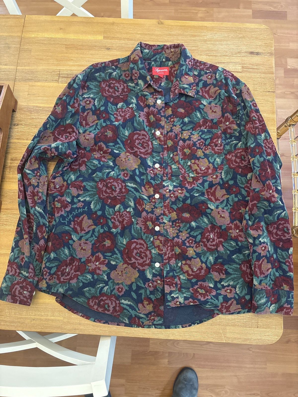 Supreme Digi Floral Corduroy Shirt - Navy - F/W 20