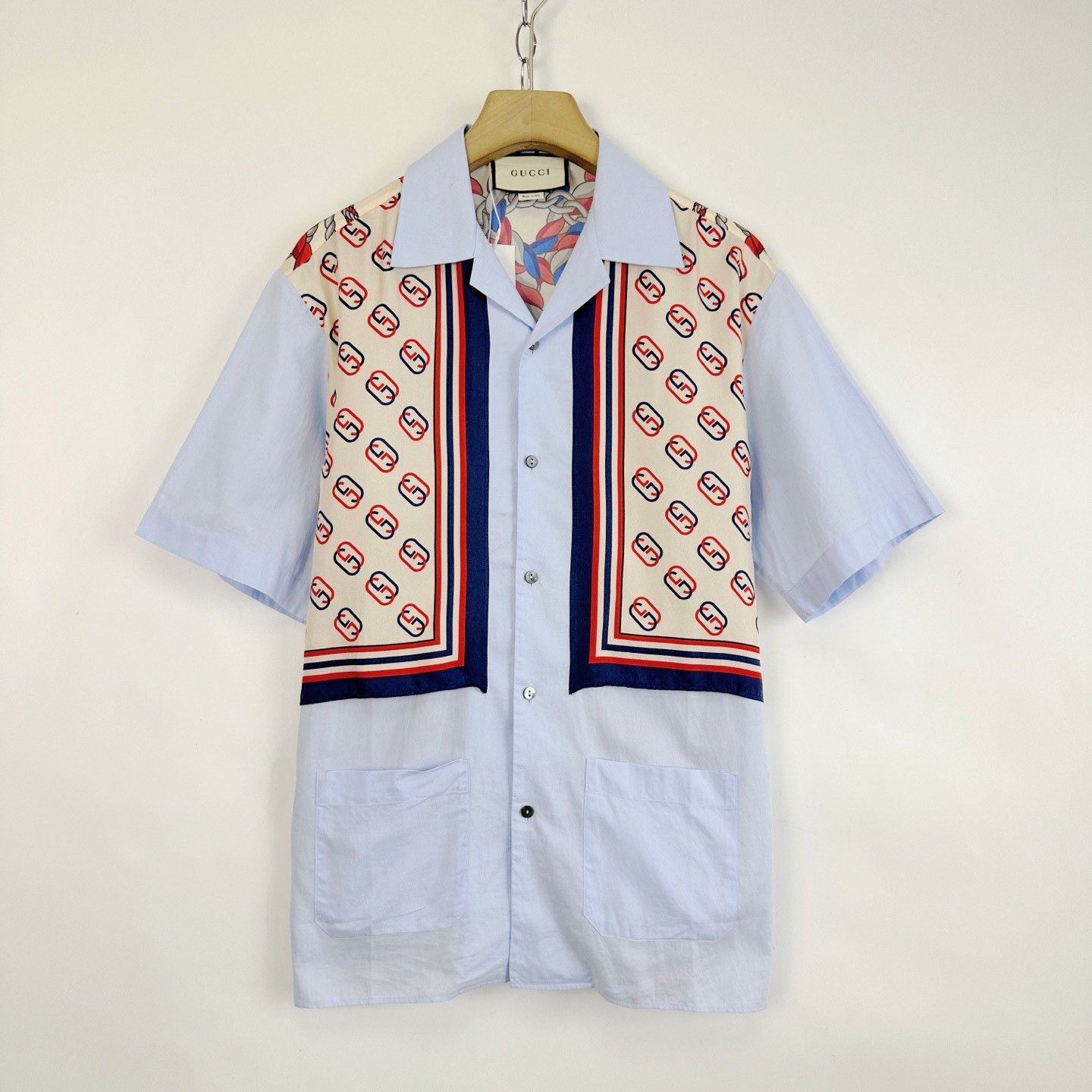 Gucci Gucci Blue Lion Head Print Short-Sleeve Shirt Size US S / EU 44-46 / 1 - 1 Thumbnail