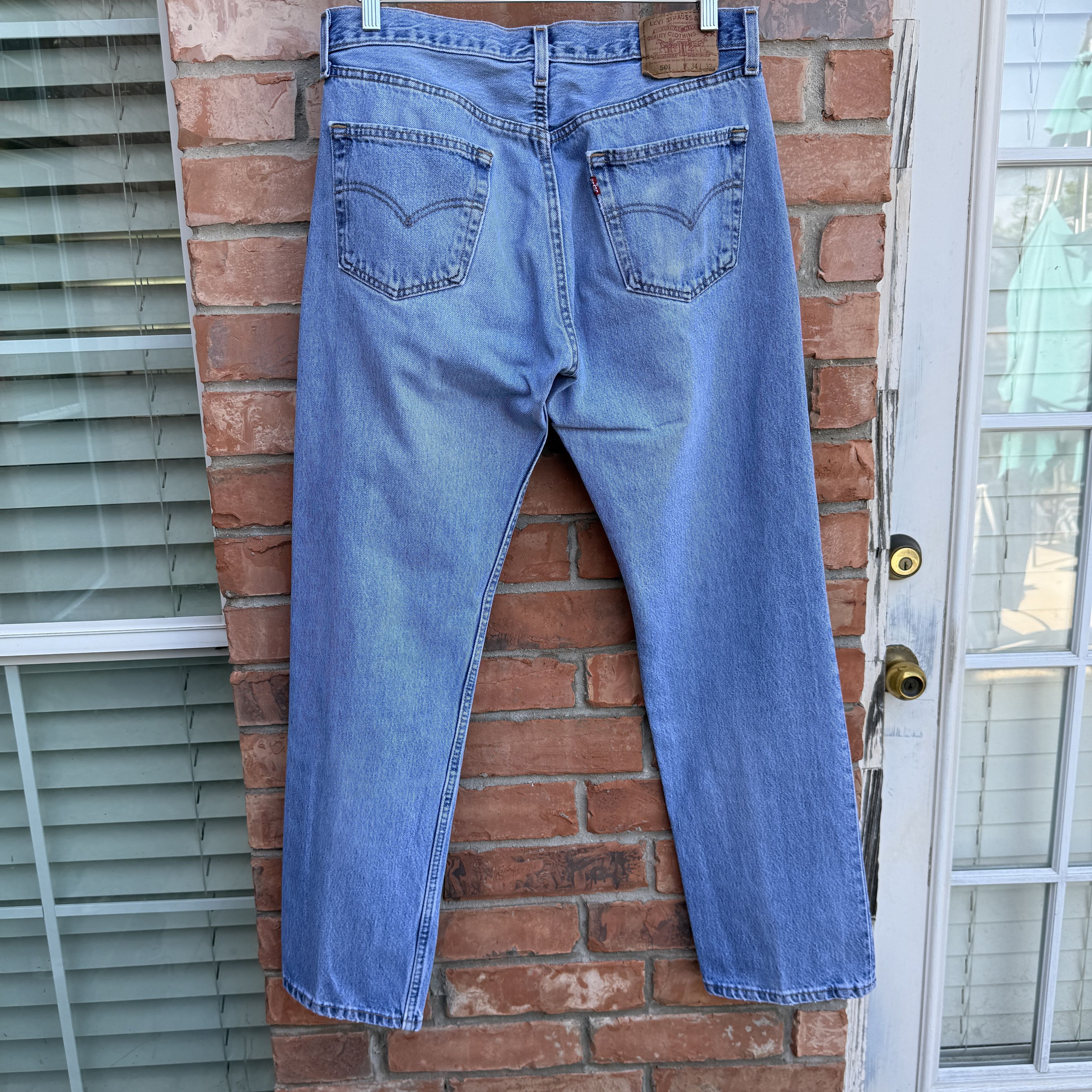 Levi's Vintage 90s Levis 501 Blue Button fly Denim Made USA Jeans Size US 32 / EU 48 - 5 Thumbnail