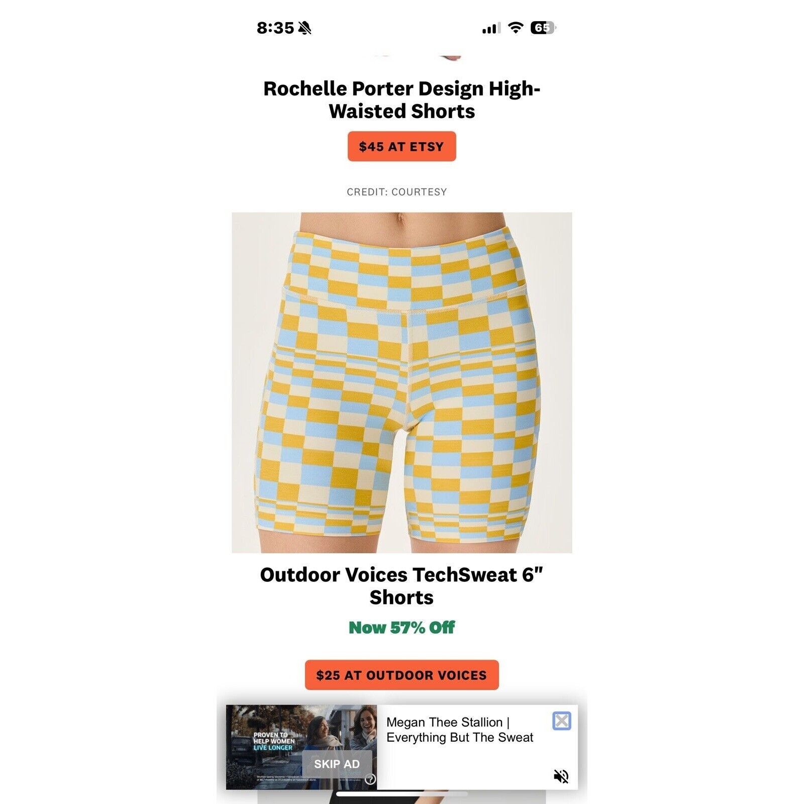 Outdoor Voices Outdoor Voices Yellow Tech Sweat TechSweat 6” Biker Shorts S Size 25" / US 0 / IT 36 - 1 Thumbnail