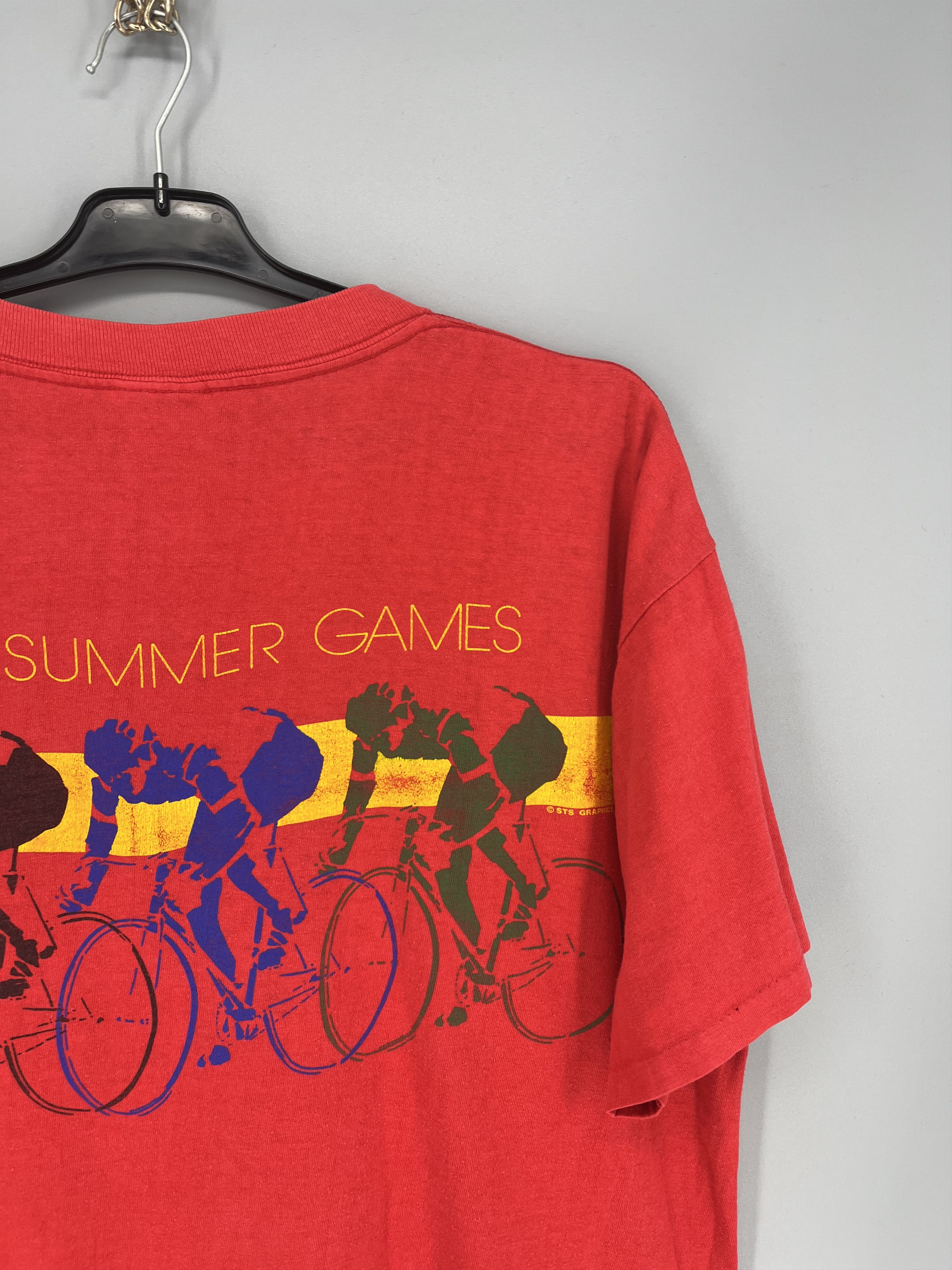 Vintage 80s 1988 Olympic Games Cycling Tee Shirt Size xl Size US XL / EU 56 / 4 - 11 Thumbnail