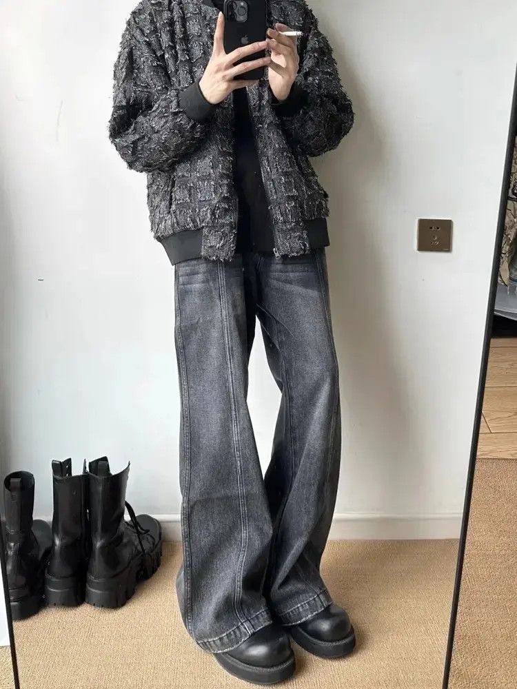 Japanese Brand Retro loose straight leg micro flared jeans Size US 30 / EU 46 - 4 Thumbnail