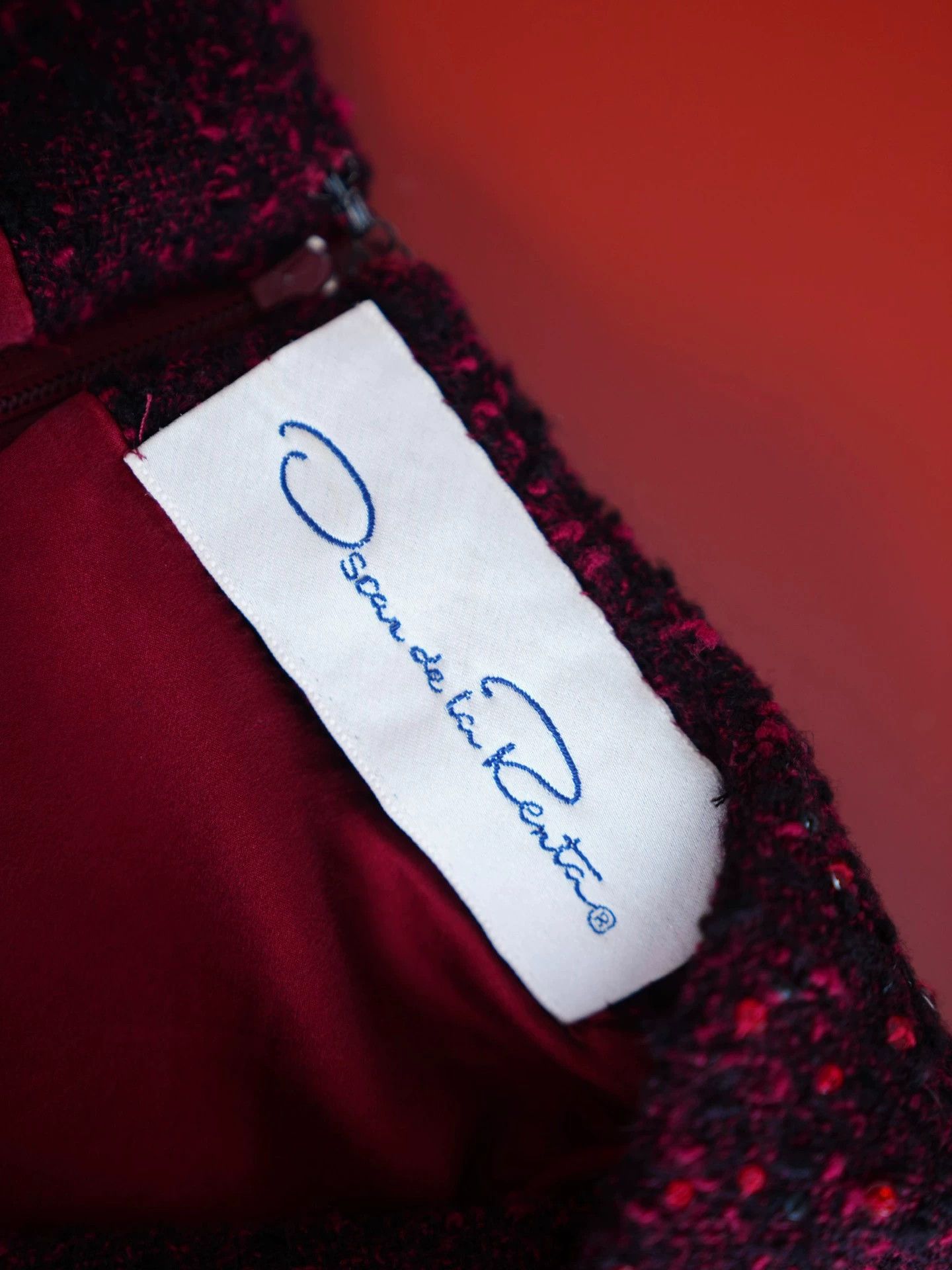 Oscar De La Renta Oscar de la Renta Vtg Red Sequin Tweed Velvet Dress S Size S / US 4 / IT 40 - 6 Thumbnail