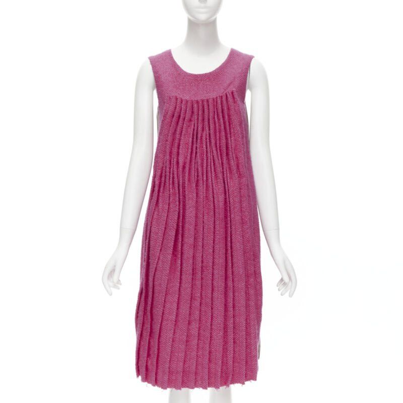 Marni MARNI pink wool tweed gathered pleat contrast back sleeveless dress IT38 XS Size XS / US 0-2 / IT 36-38 - 1 Thumbnail