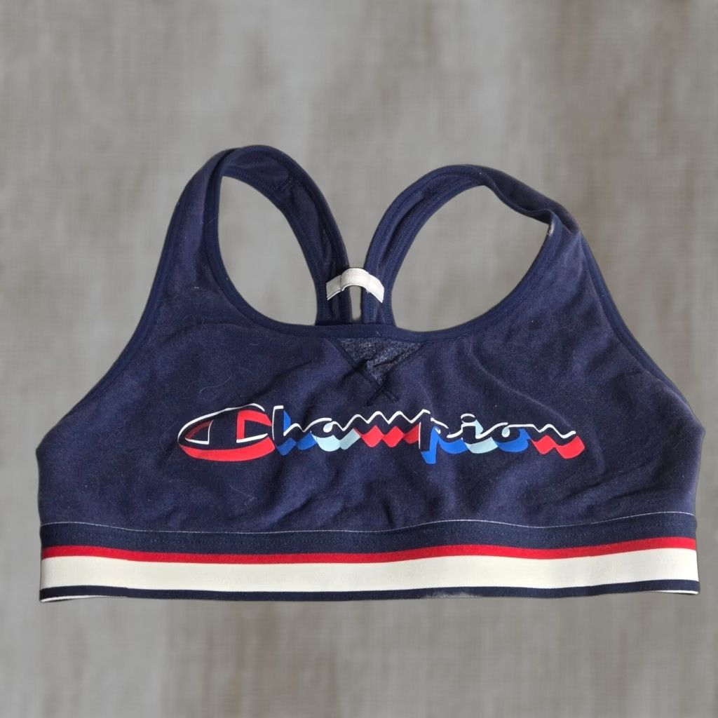 Champion VINTAGE? No — Actually not vintage. Champion Sports Bra Infinity Stripe Racerback Small Women S Blue Ac tivewear Bra Size ONE SIZE - 1 Thumbnail