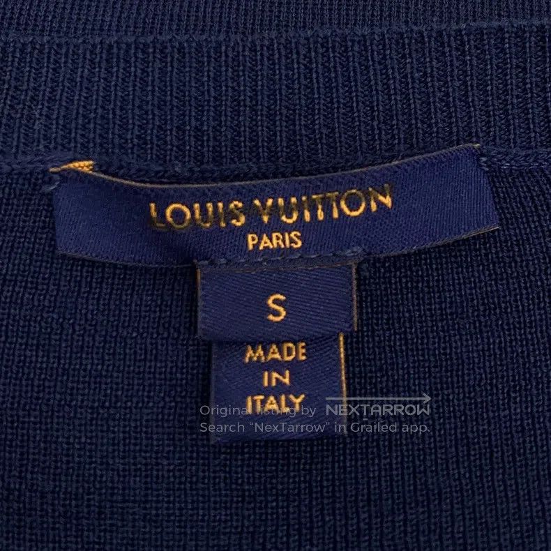 Louis Vuitton Louis Vuitton Dark Blue Logo Wool V-Neck Long Sleeve Lace Size S / US 4 / IT 40 - 6 Thumbnail