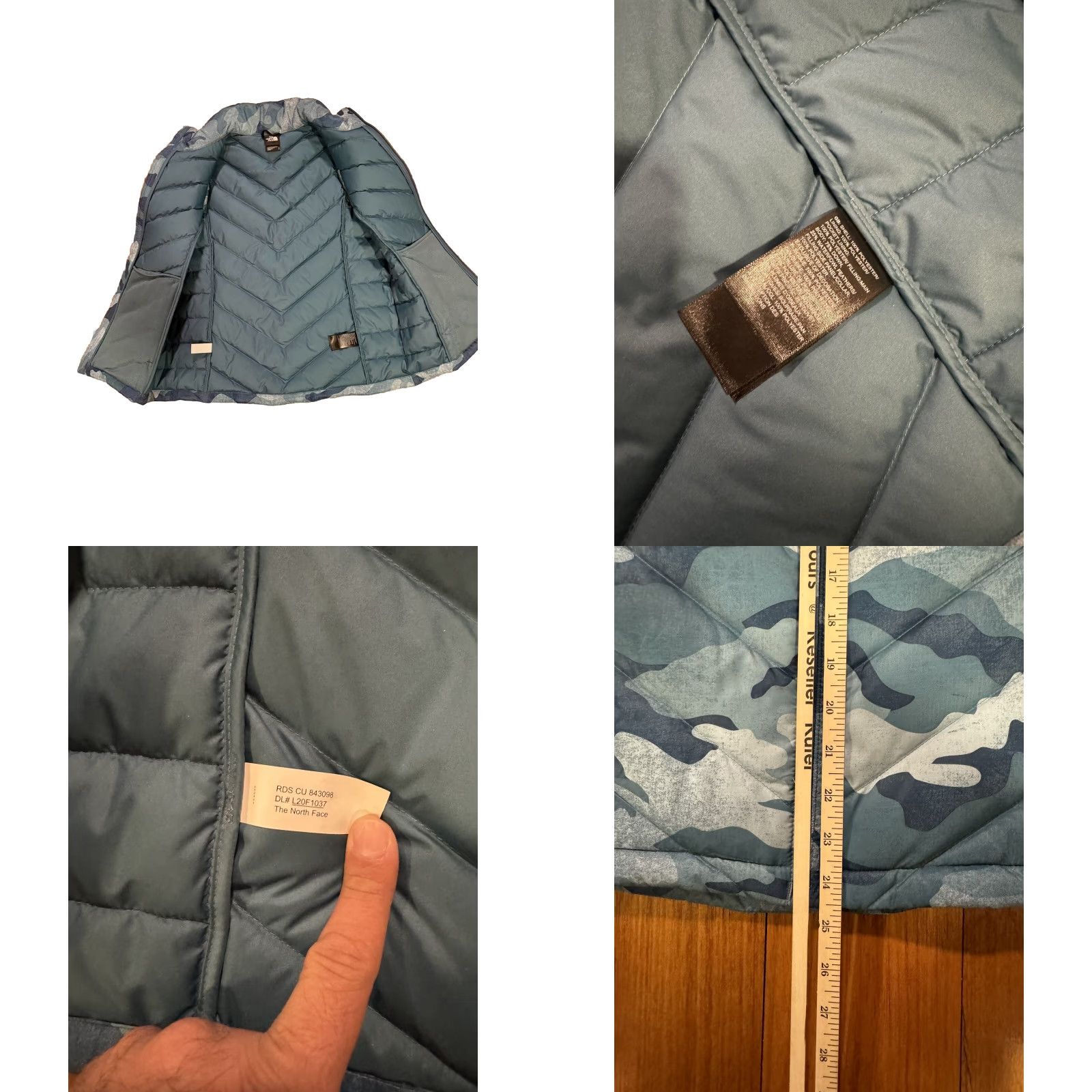 The North Face The North Face 550 Down Teal/Blue Camo Puffer Vest Women’s Medium Zip Quilted Insulated Casual Travel Regular Size Size M / US 6-8 / IT 42-44 - 8 Thumbnail