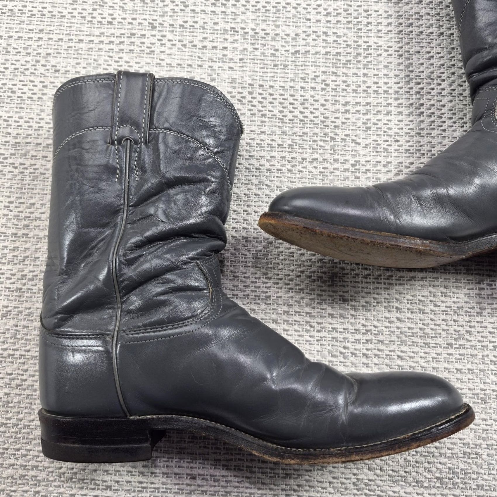 Justin Boots Justin Boots Mens Boot Western Round Toe 3025 Gray Leather Mid-Calf D Size 10 Boss Size US 10 / EU 43 - 6 Thumbnail