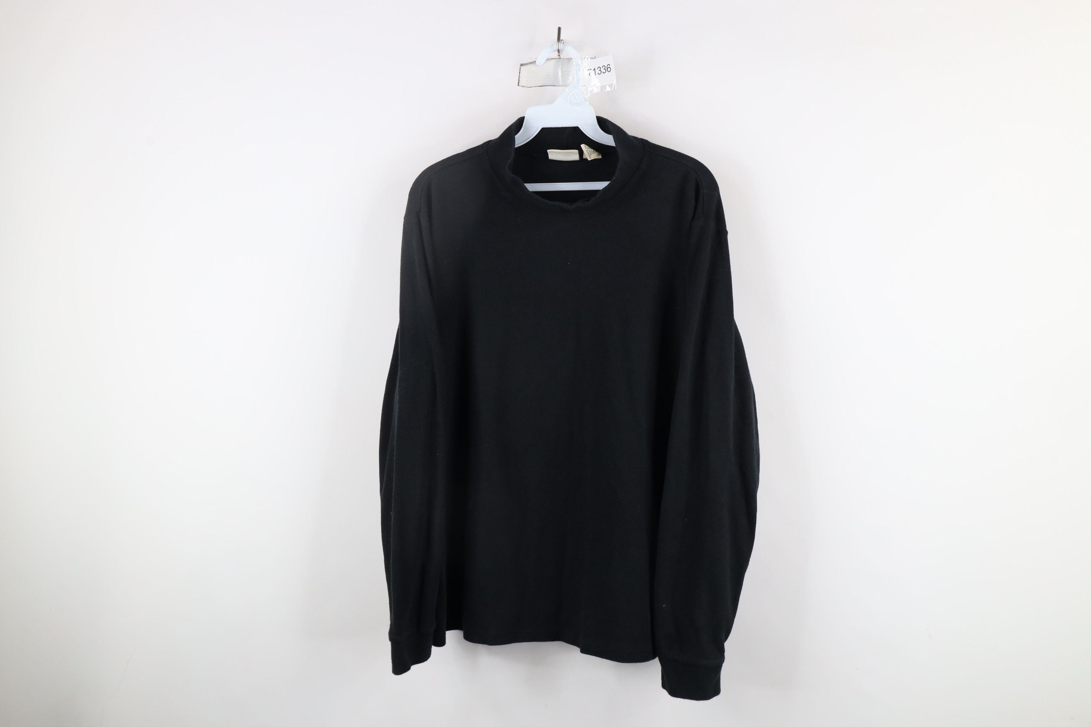 L.L. Bean × Vintage Vintage 90s LL Bean Mock Neck Long Sleeve T-Shirt Black Size XL / US 12-14 / IT 48-50 - 1 Thumbnail