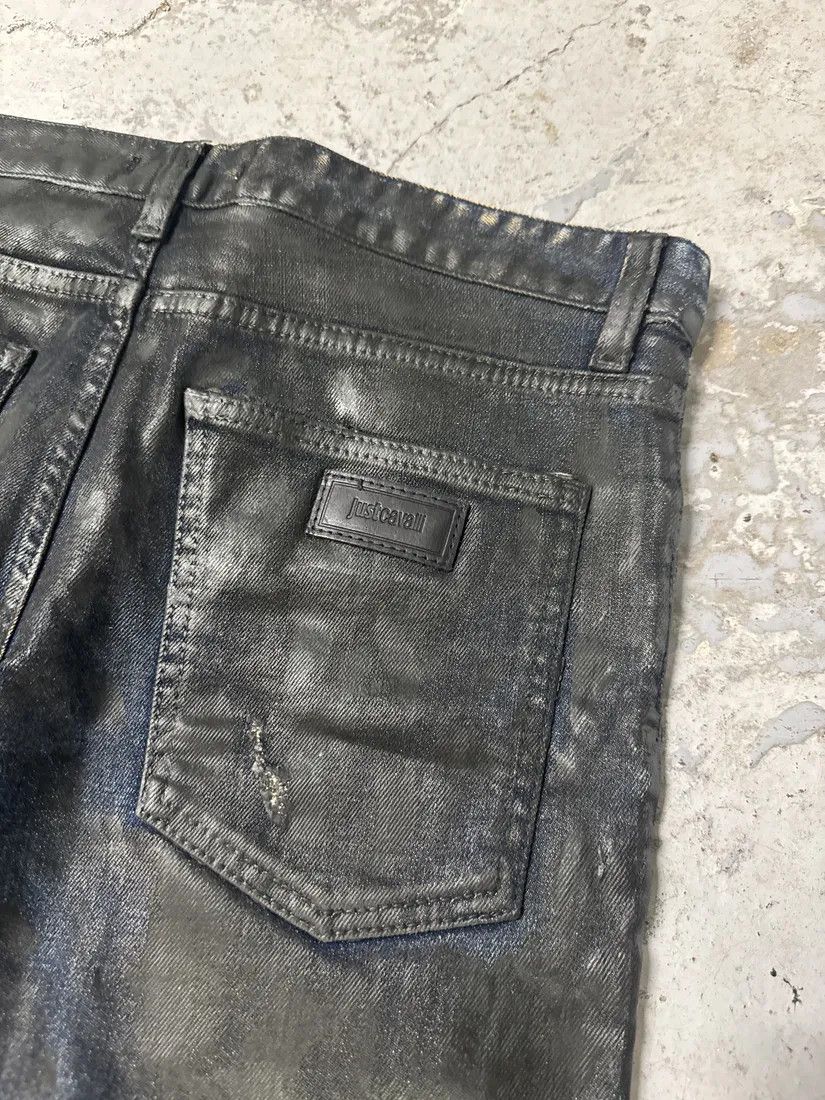 Just Cavalli SS2017 Cavalli Black Waxed Brut Denim Skinny Jeans Size US 31 - 5 Thumbnail