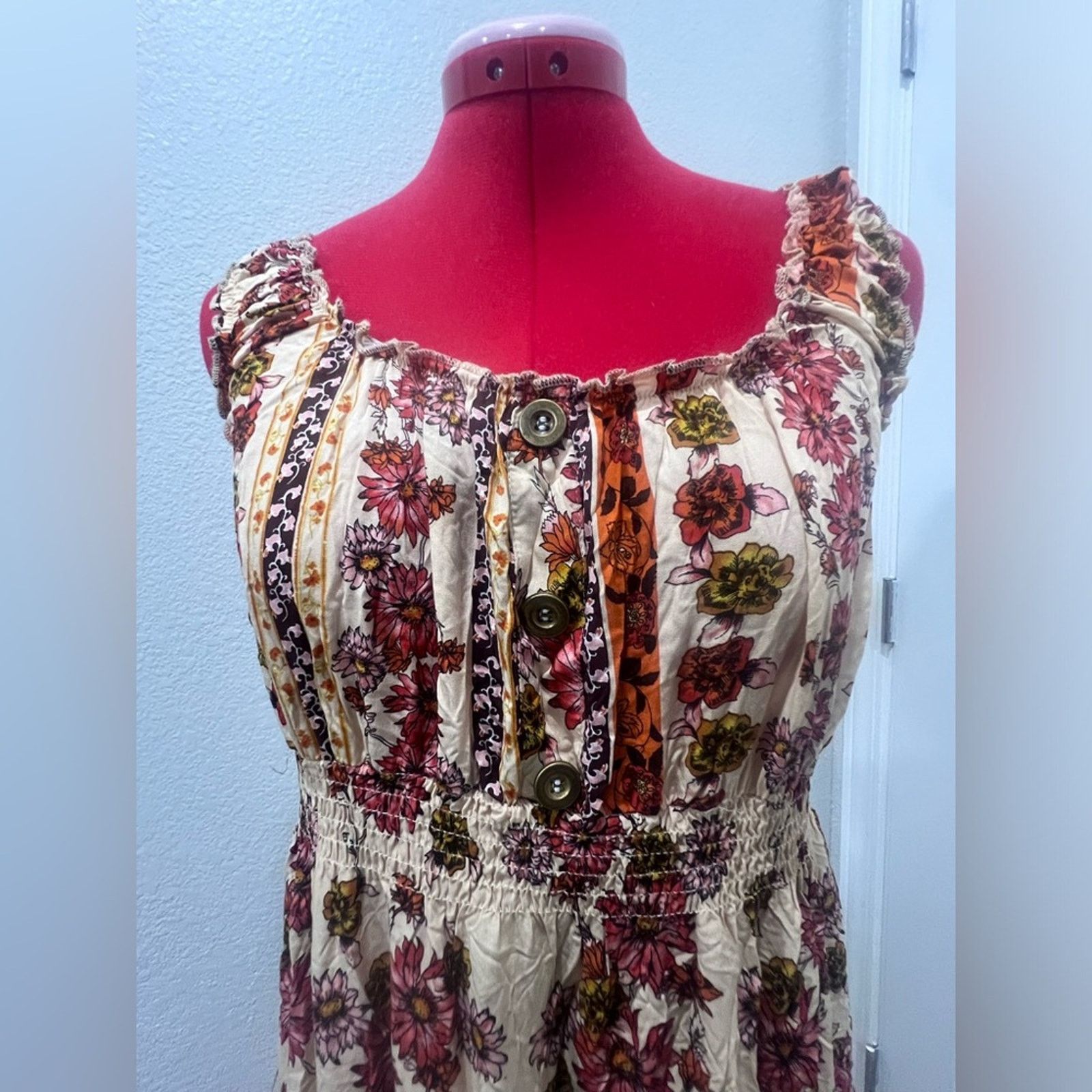 Anthropologie LAPIS Anthropology Floral Orange Cream Summer Sun Boho Size L / US 10 / IT 46 - 7 Thumbnail